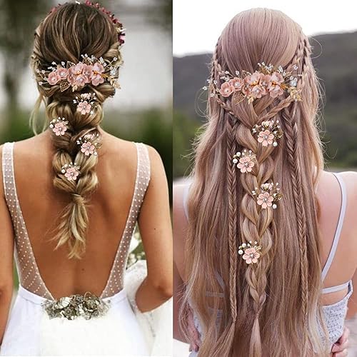 Miniatura 5 de 5 horquillas para el cabello de boda con flores de cristal, perlas de cristal, accesorios para el cabello, joyería con diamantes de imitación para