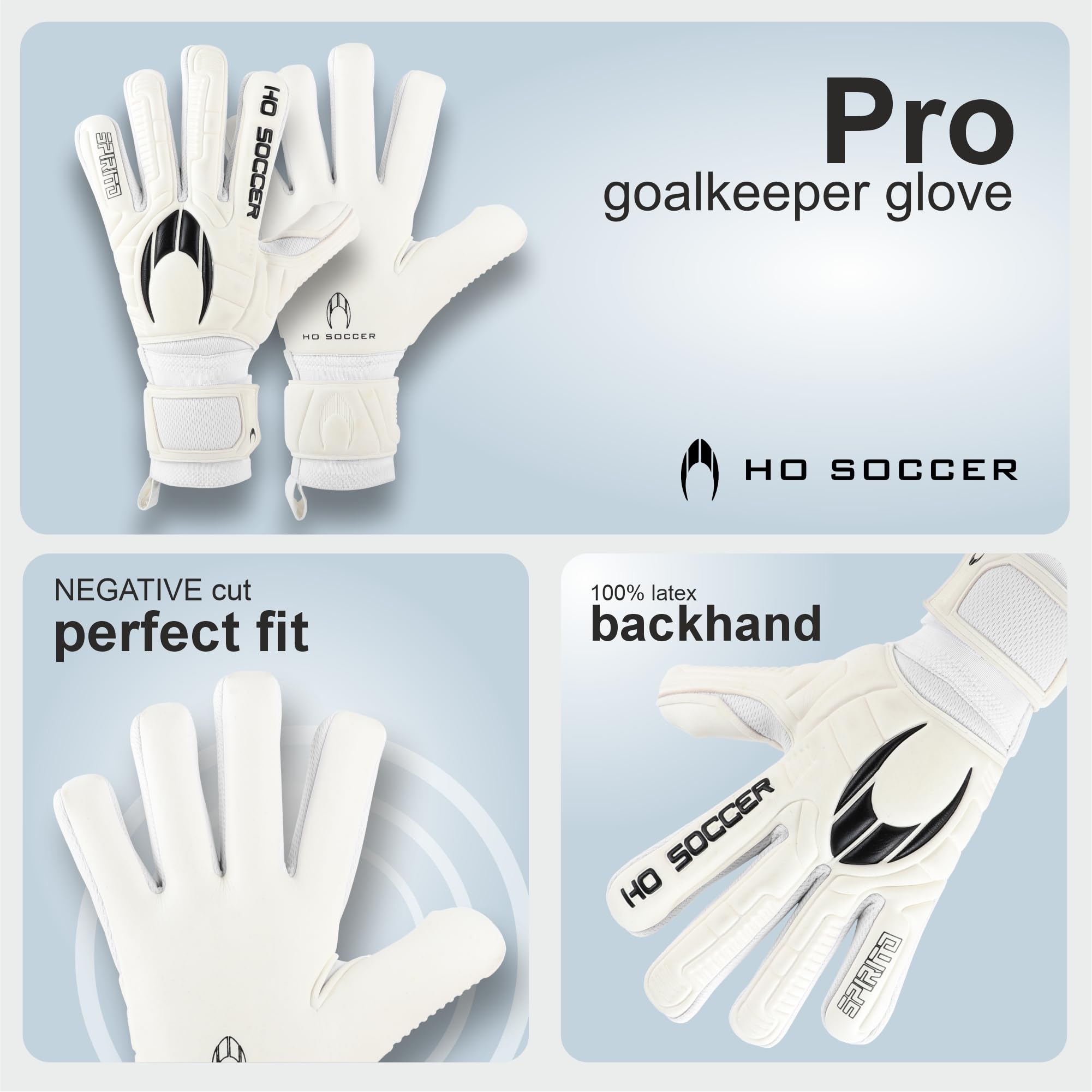 HO Soccer SPIRITO White Negative Guantes de Portero, Unisex Niño, Blanco