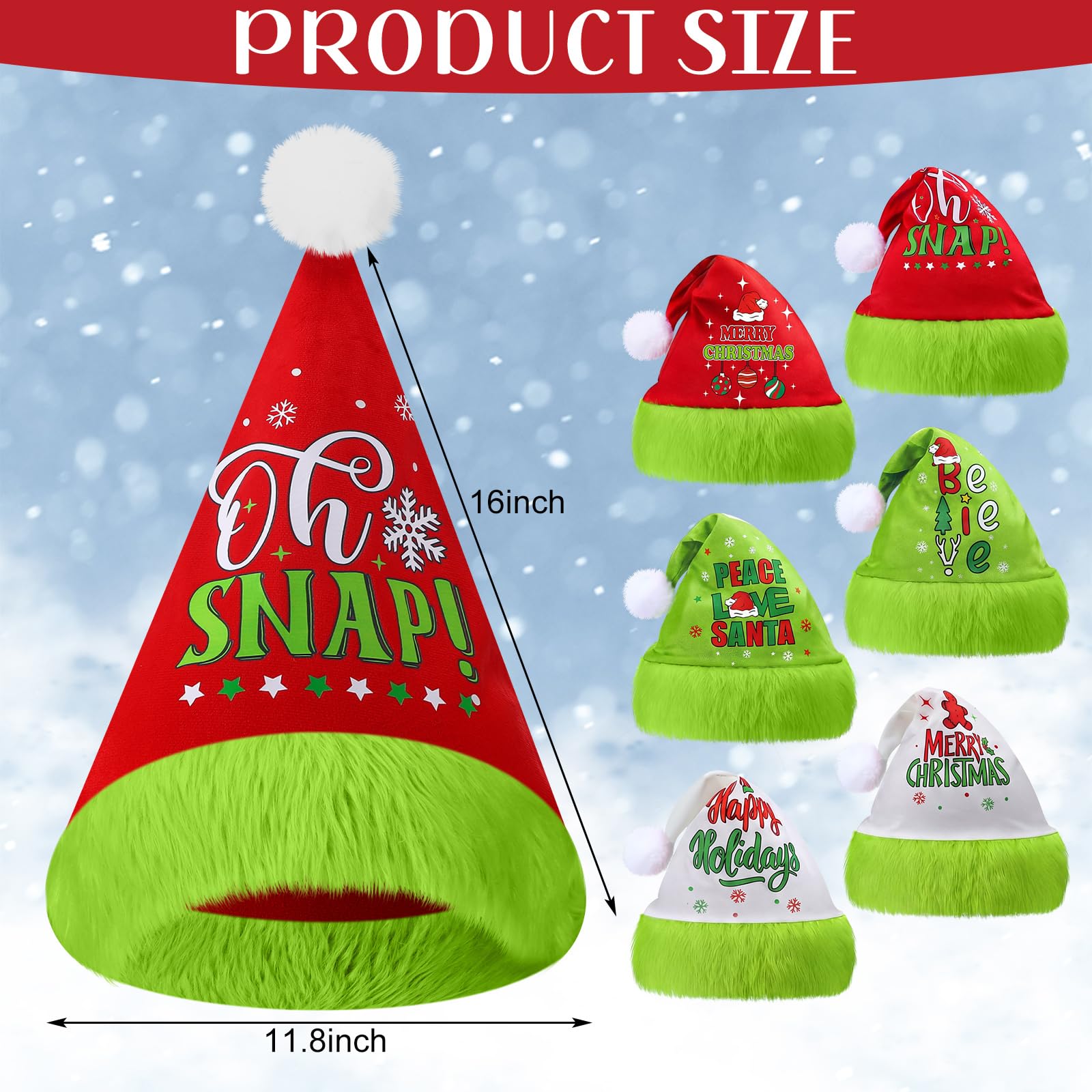 Geyoga 6 cappelli di Babbo Natale cappello di Natale cappello di velluto cappello di Babbo Natale con bordo in pelliccia per adulti uomini donne regali per feste in costume