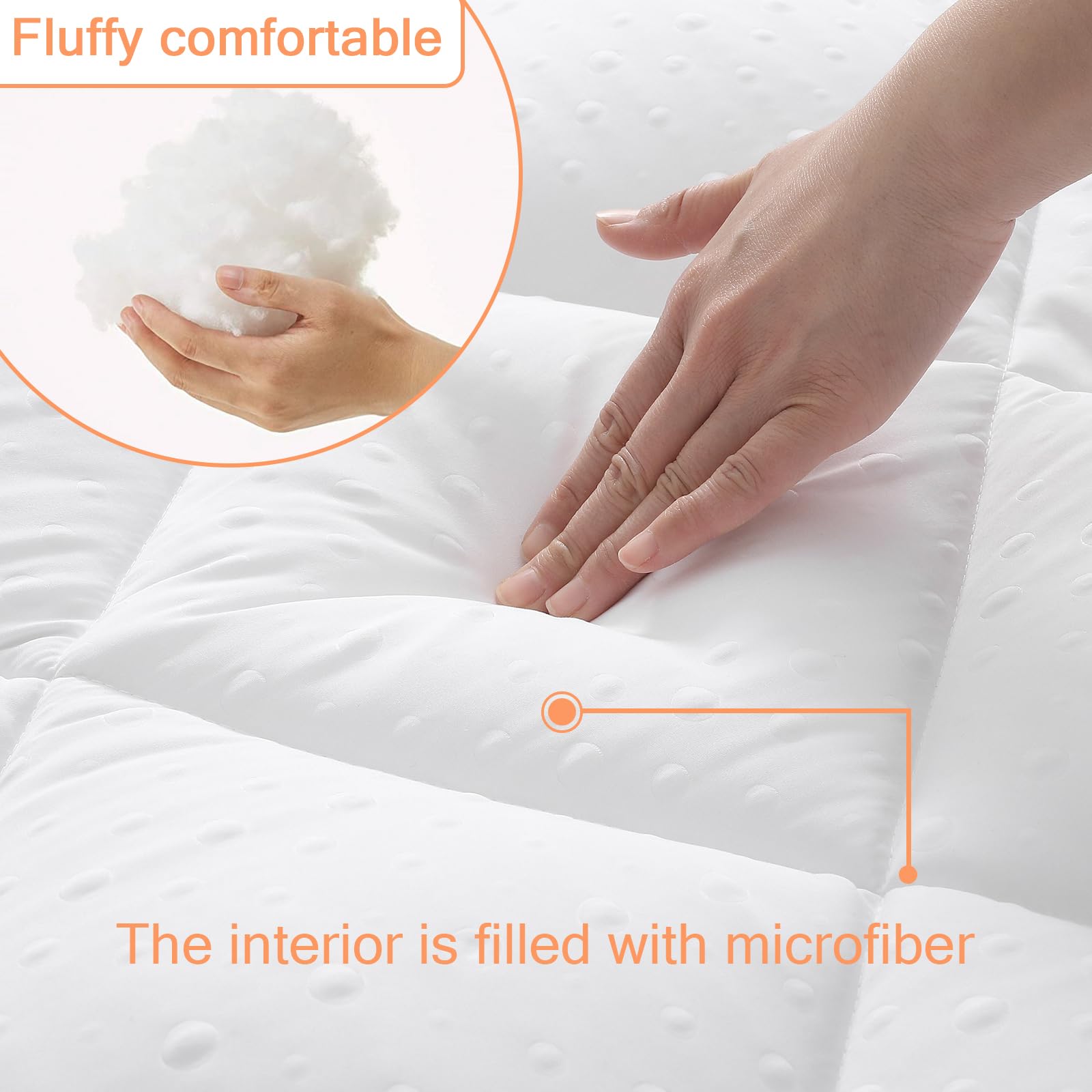 Surmatelas 100x200 cm Microfibre, Dessus de Matelas Moelleux Matelassé Respirant Lavable avec Sangles Elastisques, sur Matelas 1 Personnes 100x200 et canapé canapé-lit, Blanc