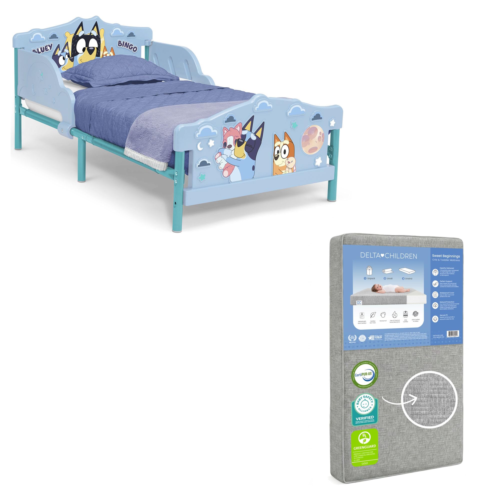 Delta Children 3D Toddler Bed &amp; Mattress, Bluey