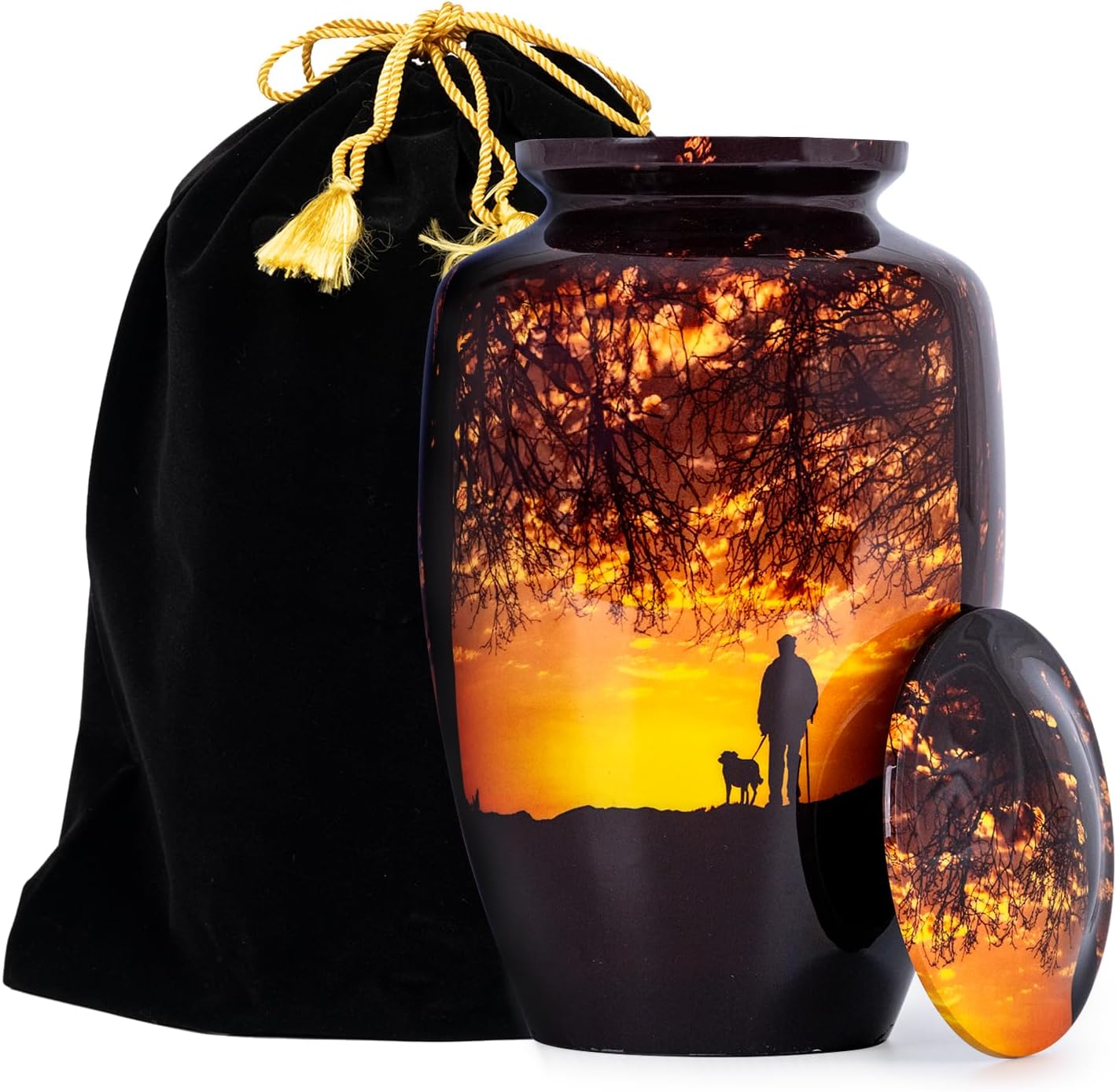 inanosa Cremation Urn for Adult | Urn for Human Ashes Adult | Decorative Urns for Male, Female | Handcrafted Burial Urns Large | 200 Cu/in | Brown