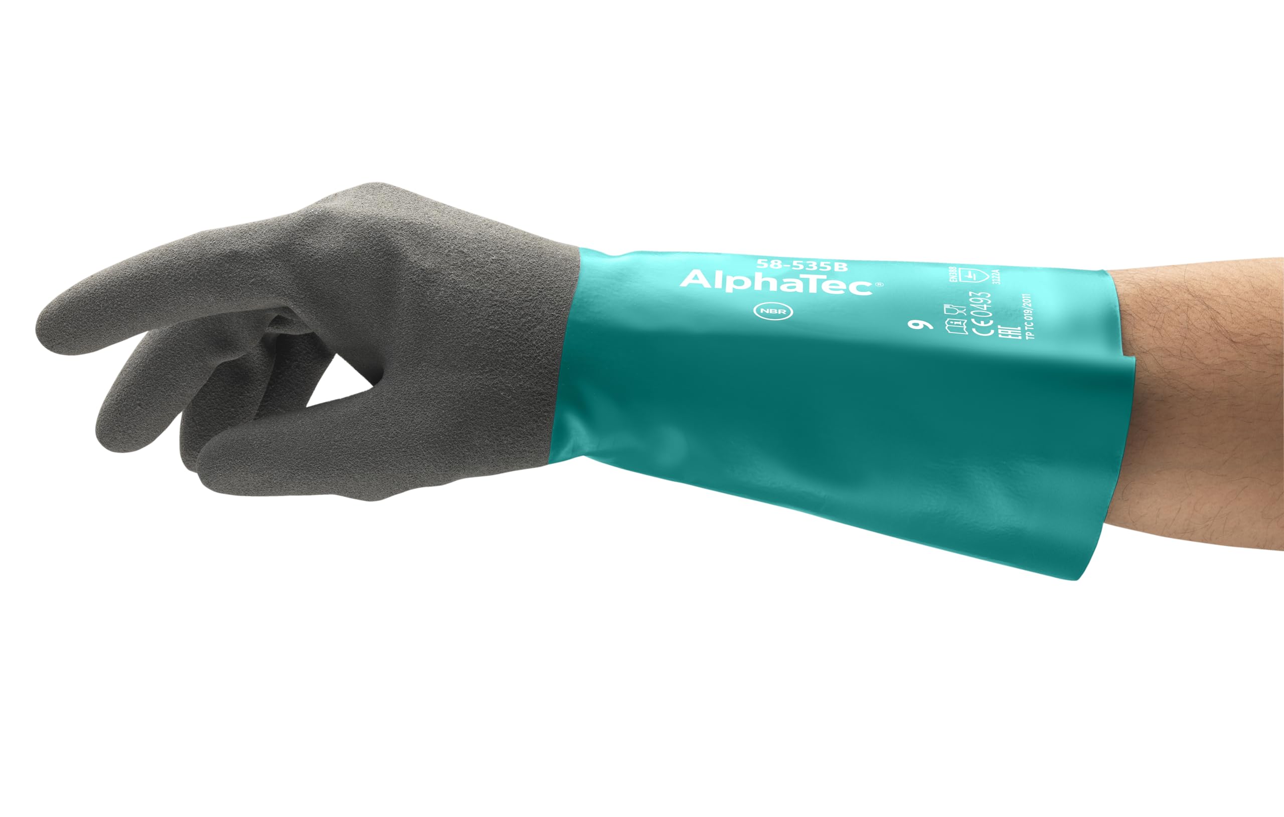 Ansell AlphaTec 58-535B Guanti Chimici da Lavoro, Combinazione Ineguagliabile Resistenza Sostanze Chimiche, Presa Sicura e Fodera Interna Confortevole, Donna e Uomo, Verde, Taglia XL (6 Paia)
