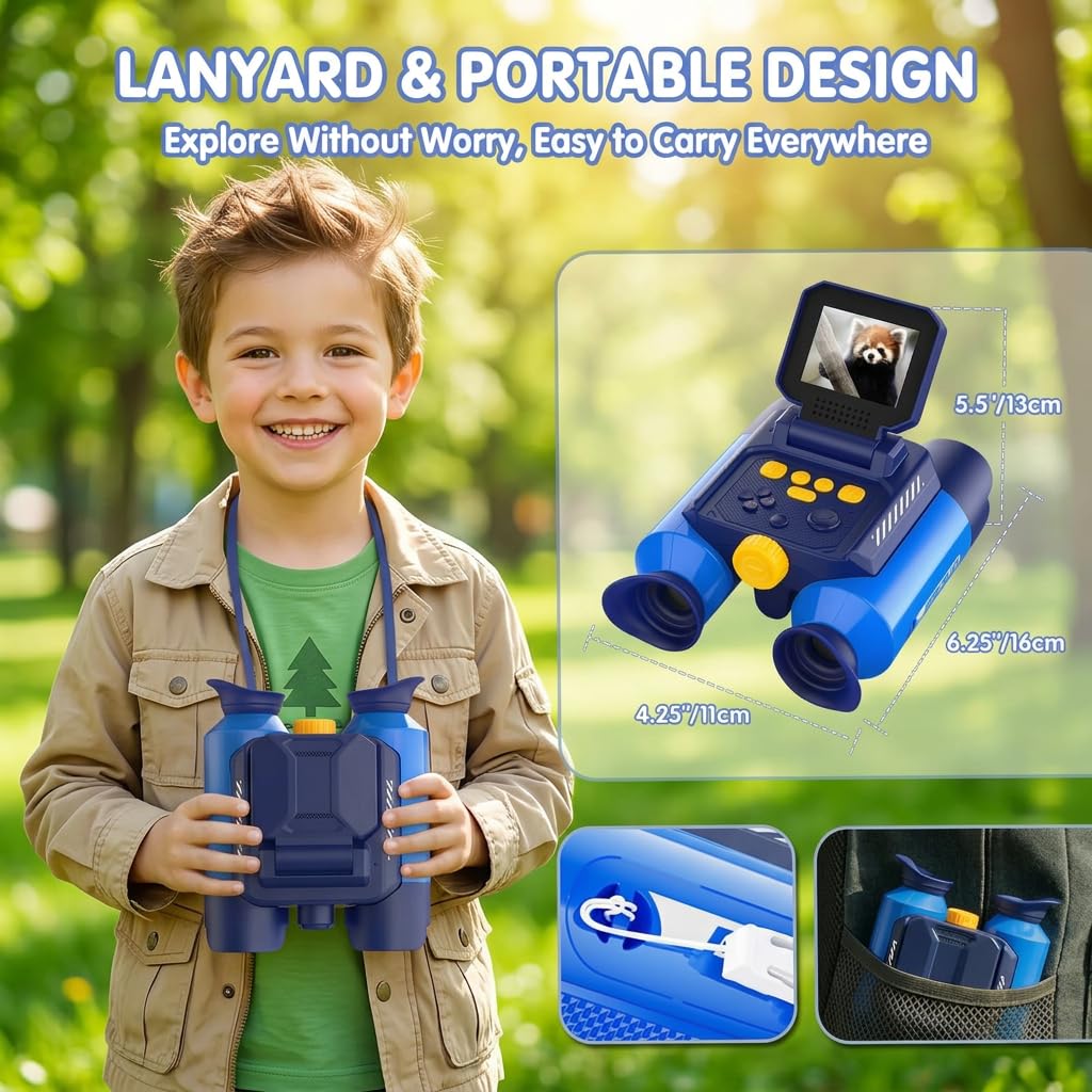 OAEBLLE Nature Exploration Toys, 2.4" IPS Screen Digital Wildlife Camera with Night Vision & 10X Zoom, Kids Outdoor Play Equipment for Children Ages 4-8 8-12, Bird Watching Camping Gifts for Boy Girls - 3
