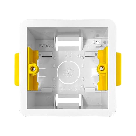 1 Gang Dry Lining Back Box 47mm | Deep Electrical Wall Box for Plasterboard | Fast-Fit Design (Pack of 2)