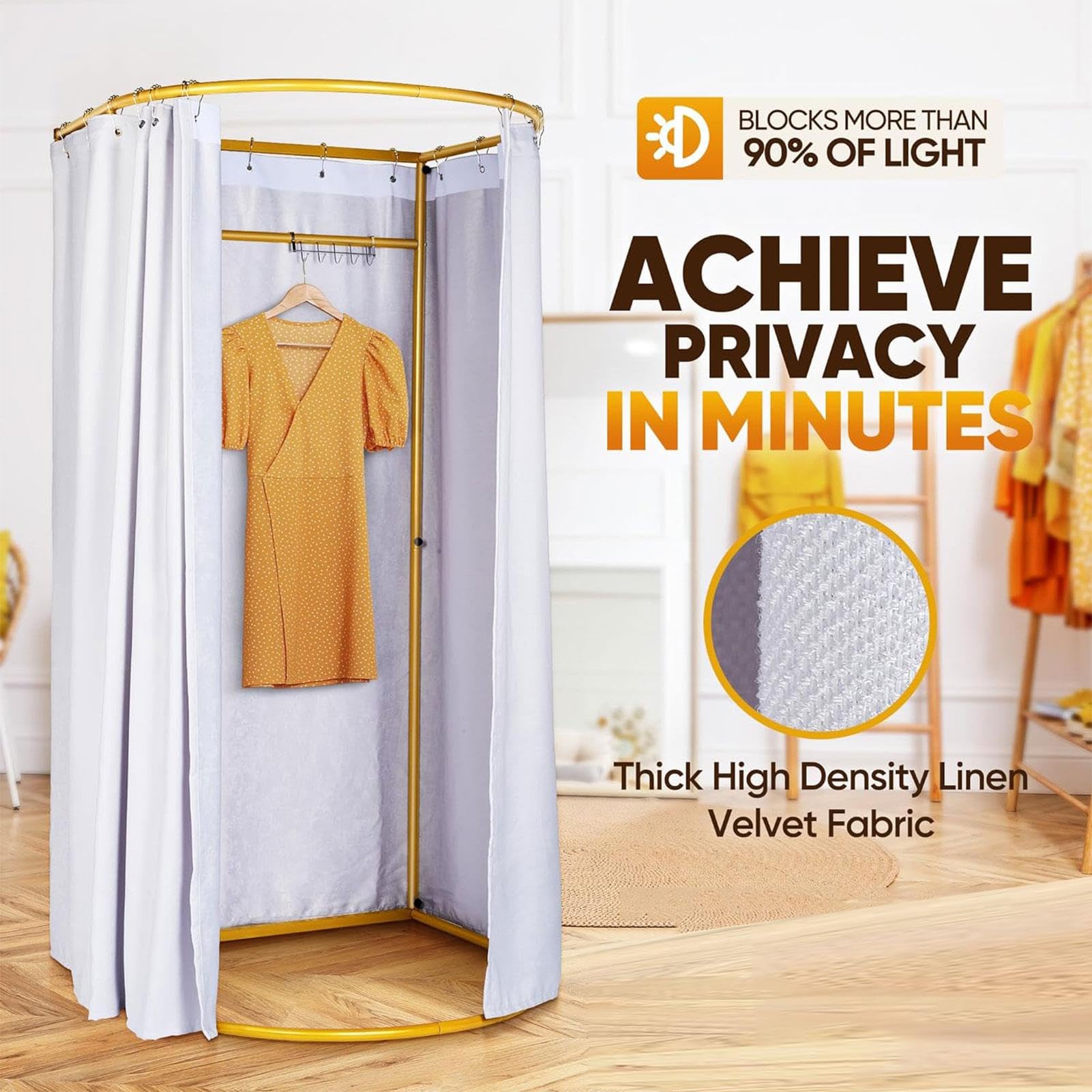Przenośna rama garderoby z zasłoną i haczykiem - łatwa w montażu przebieralnia do sklepów odzieżowych, butików, biur i tymczasowych przestrzeni prywatnych