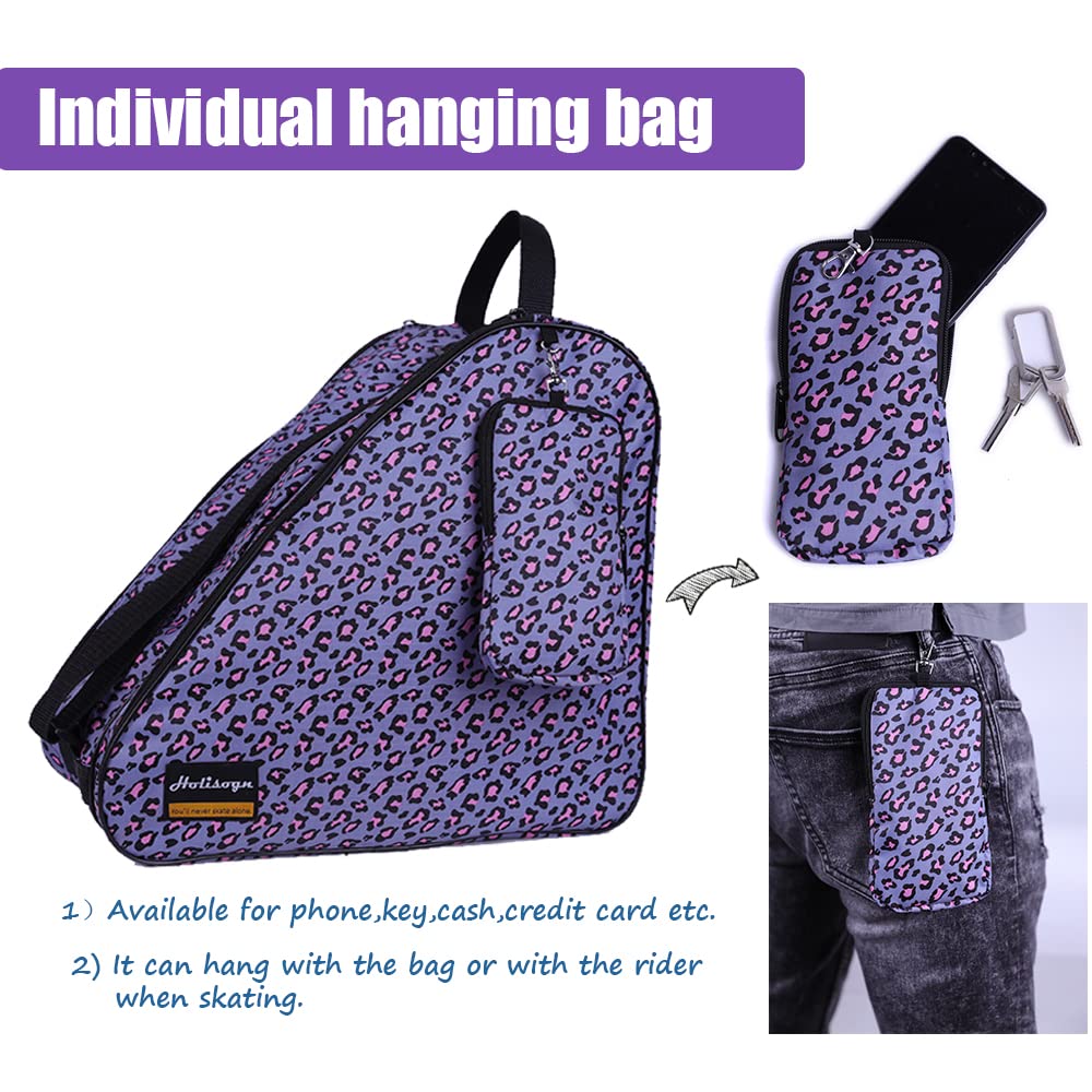 Sac De Patinage Oshhni – Grand Rangement Pour Patins à Glace Et Rollers, 3 Compartiments, Rose, Bandoulière Réglable