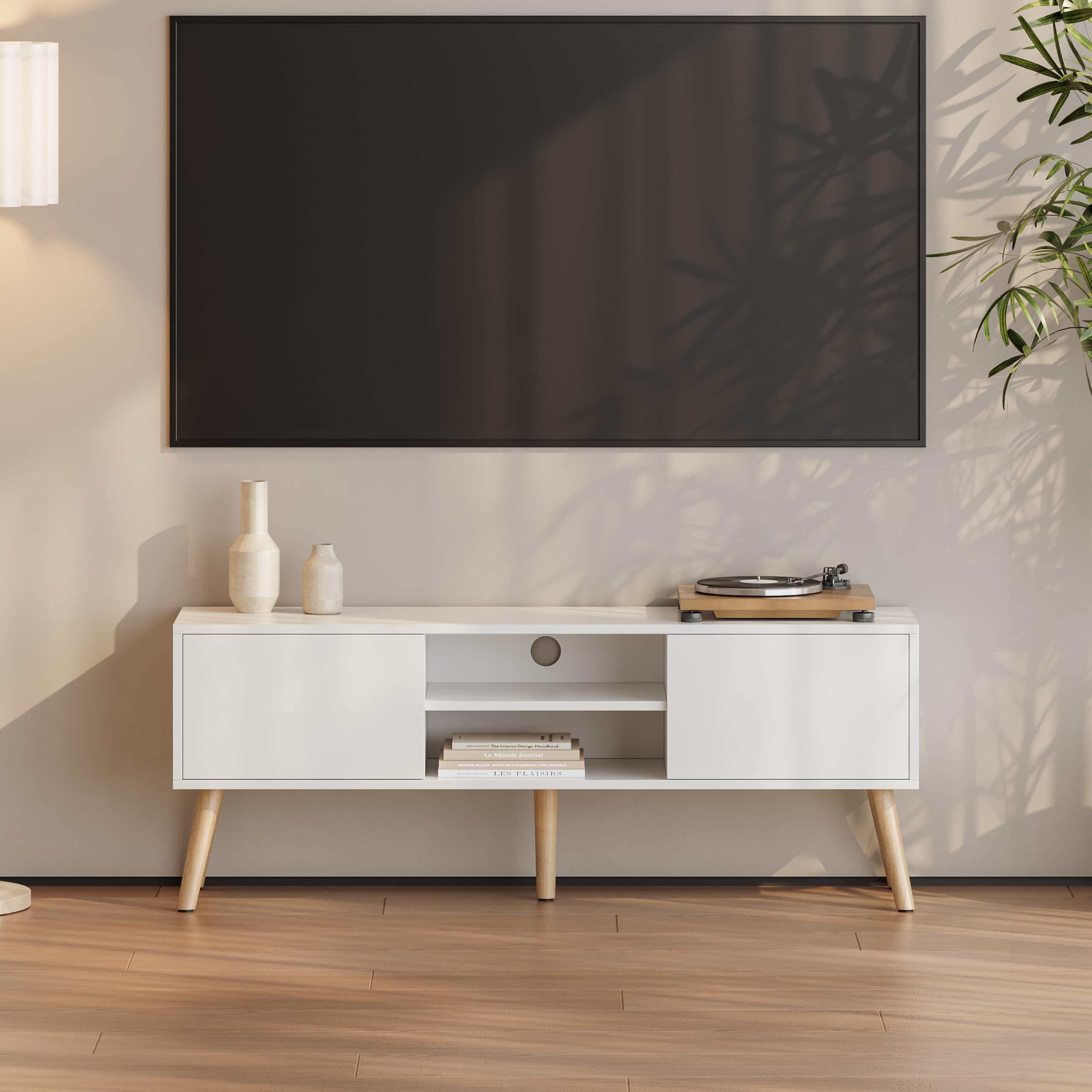 Stands TV con 2porte e scaffali aperti di design moderno - Dettaglio