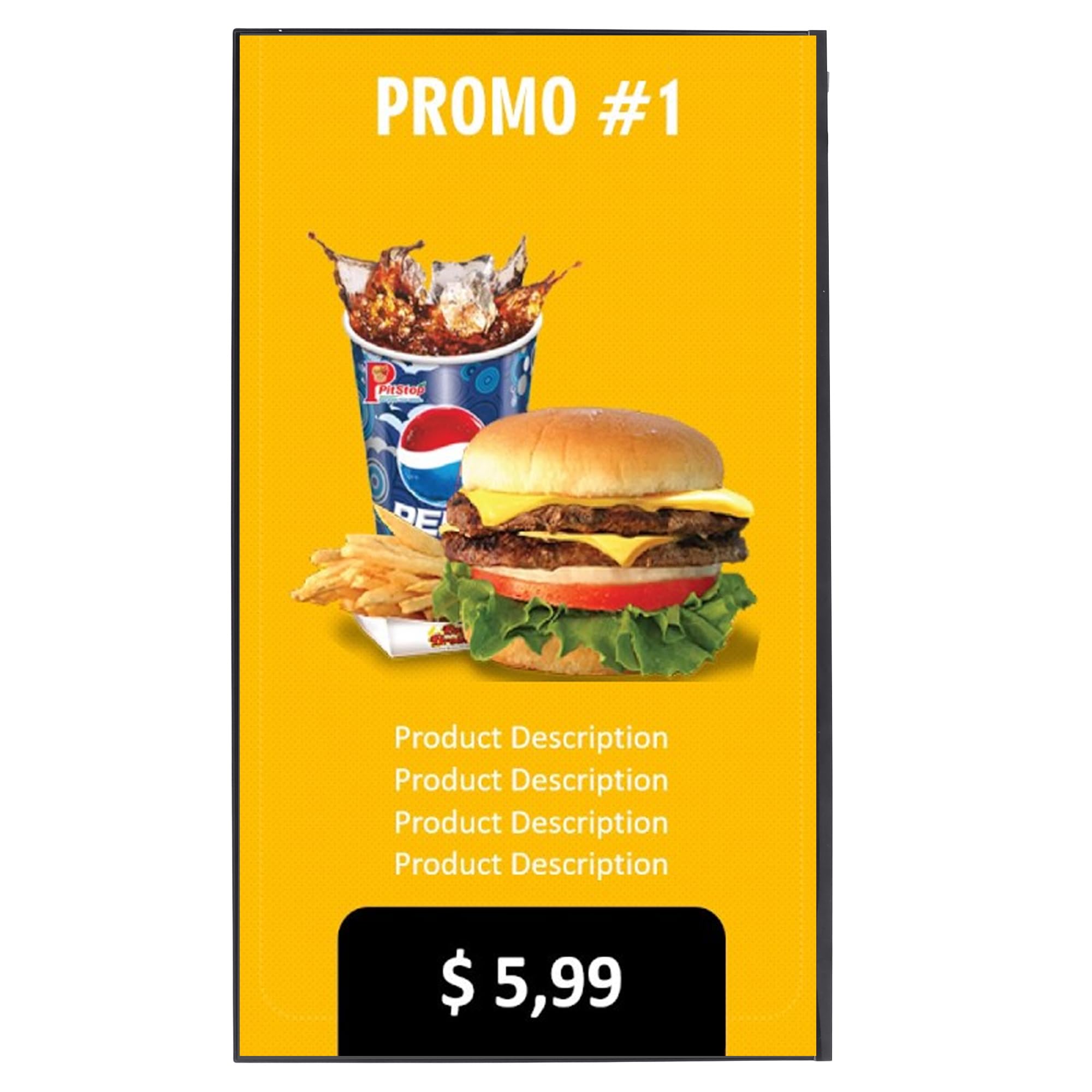 ROMIO Technologies LED Menu Display Board with 38”X 22” Screen Size | Display Wall Hang with High Display | Digital Menu Board with Horizontal and Vertical Display Orientation 1 year warranty