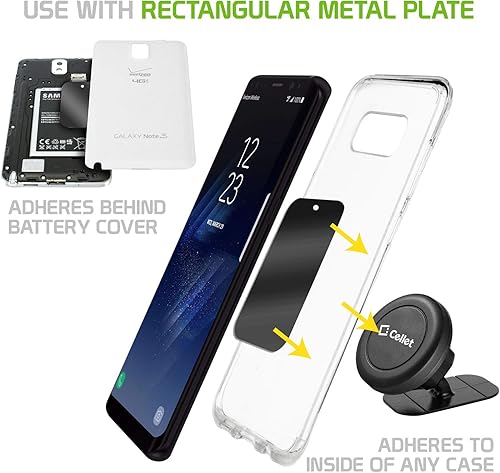 Miniatura 5 de Cellet Paquete de 8 discos magnéticos de repuesto de placa de metal con adhesivo adhesivo fuerte 3M para portavasos magnético sin cuna, tablero,