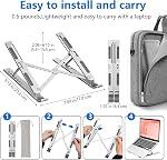 Laptop Stand for Desk, Aluminum Metal MacBook Stand,Computer Riser for Desk, Portable Foldable Adjustable Notebook Holder, Compatible with 10-15.6 Inch Laptops, iPad, Silver.