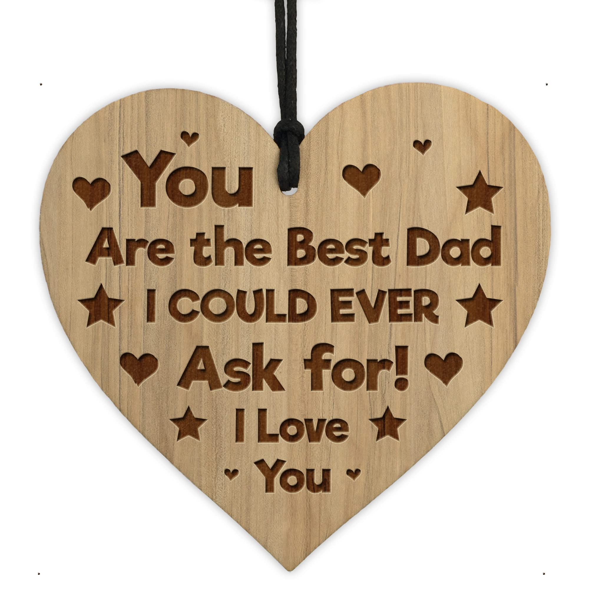 Red Ocean BEST DAD GIFTS Engraved Heart Dad Gift Birthday Christmas From Daughter Son Keepsake