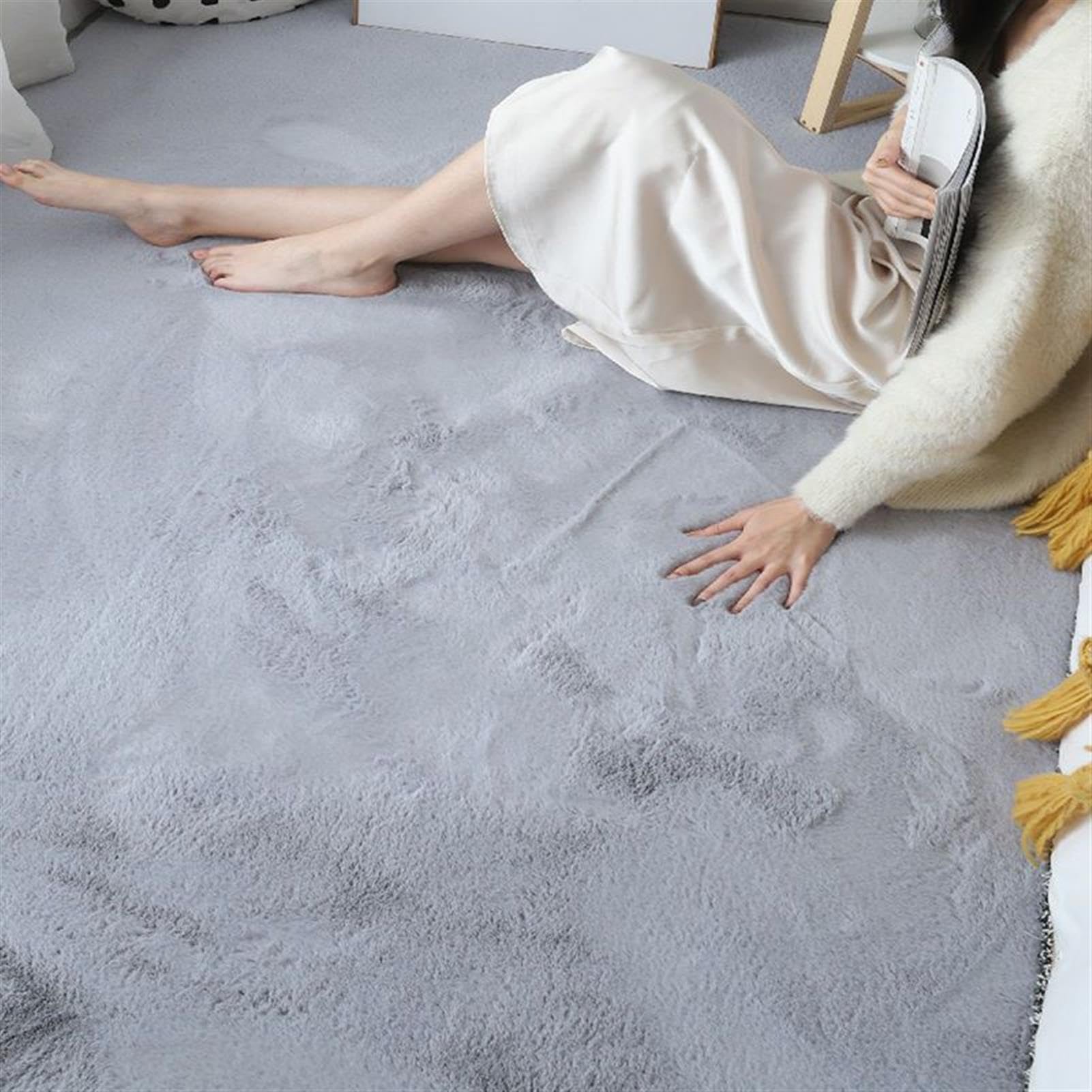 Tapis fausse fourrure lapin style ins fille pour chambre et lit douillet