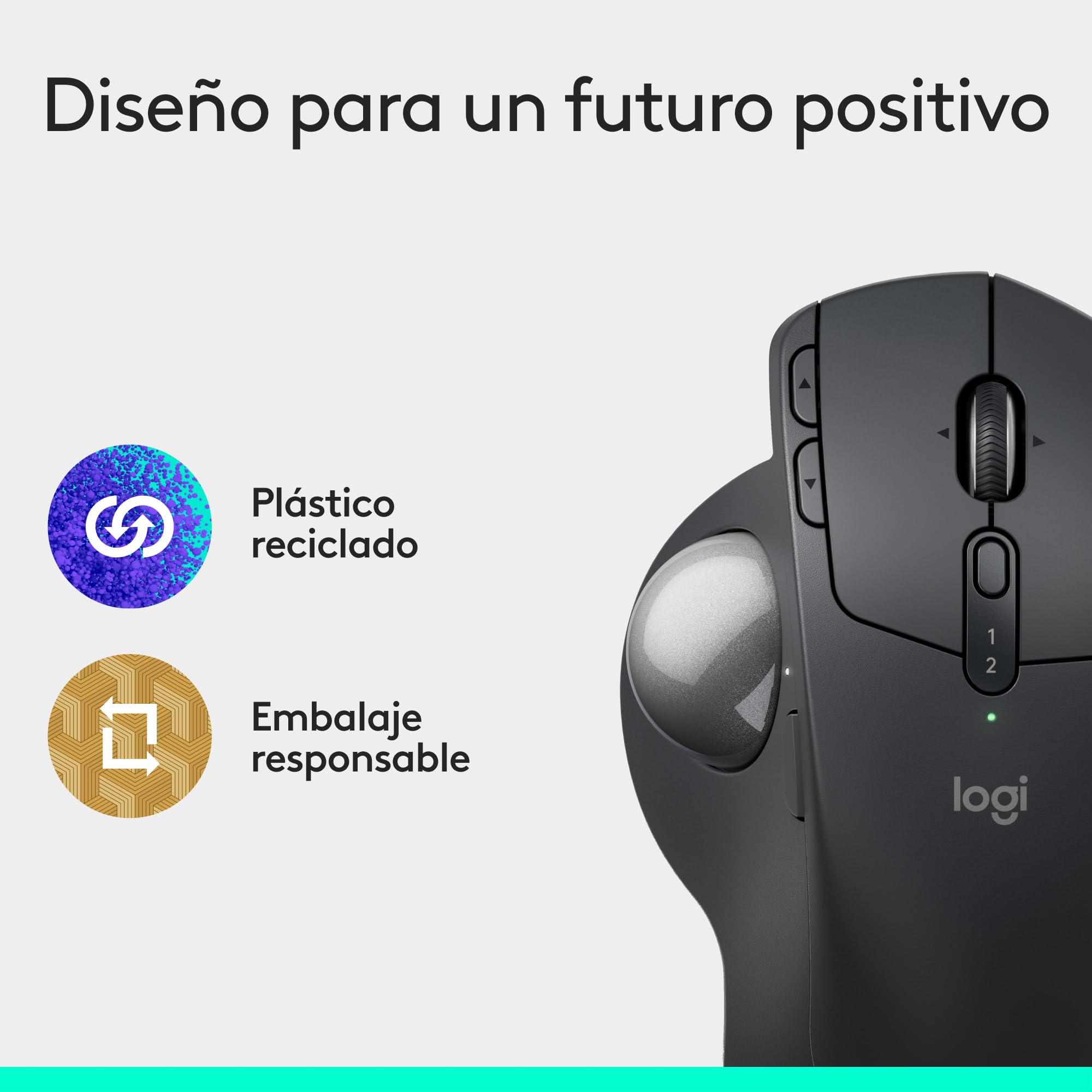 Logitech MX Ergo S ratón con trackball inalámbrico avanzado, ratón ergonómico inalámbrico Recargable por USB-C con Bluetooth y Llave USB cifrada, 6 Botones programables, para PC/Mac - Grafito