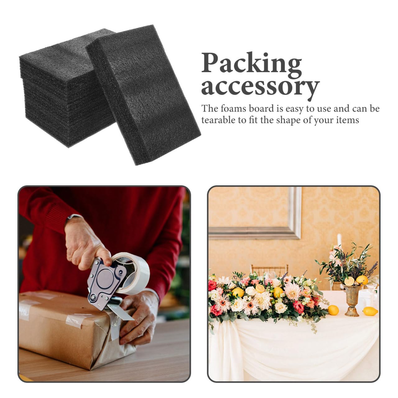 Angoily 4 Inserciones De Espuma Para Embalaje 9.84X5.90X1.96In Kit De Revestimiento De Embalaje Multiusos Almohadilla De Espuma Protectora Reutilizable Para Envíos Y Manualidades