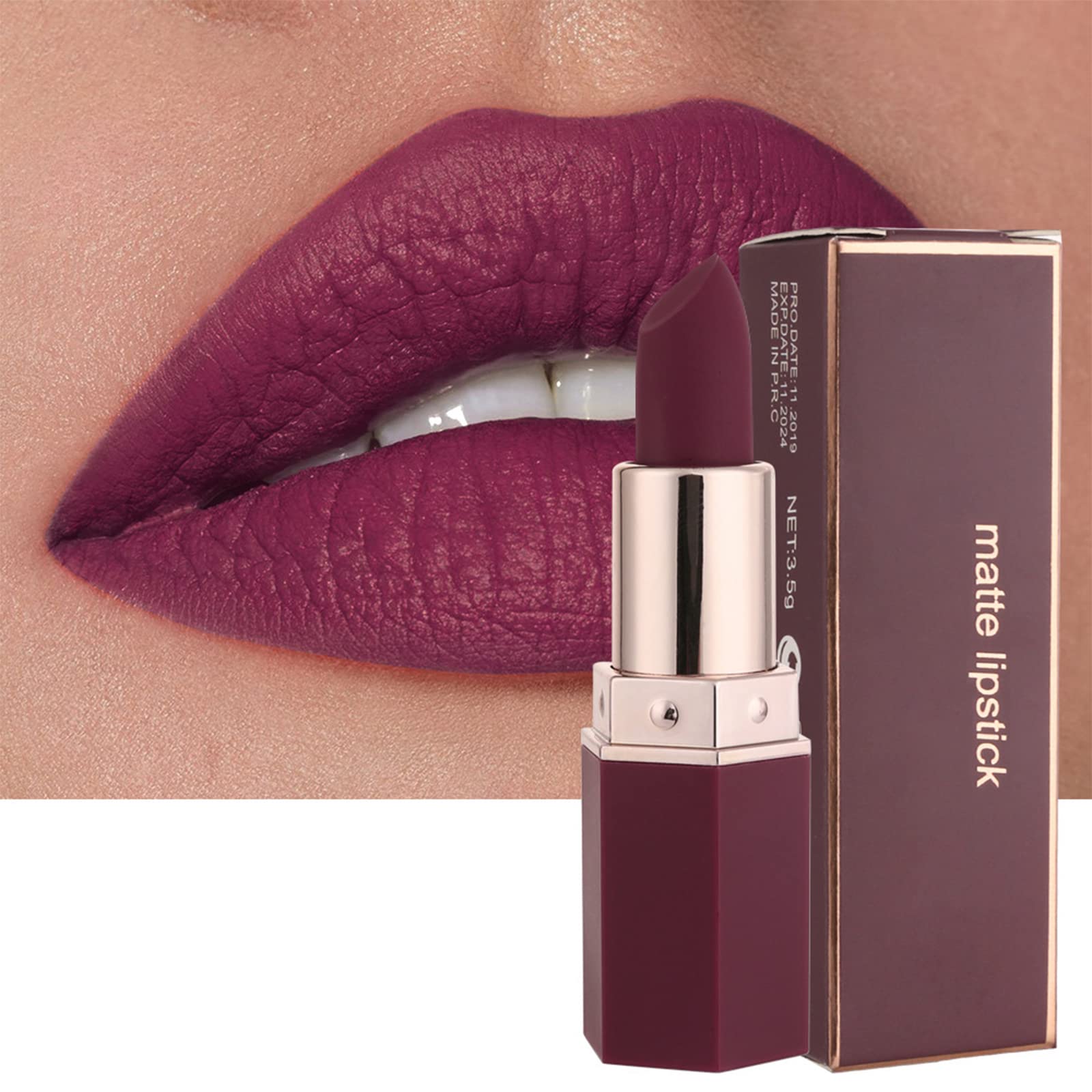 Compre Batom, Batom Matte Feminino de Longa Duração, Vermelho, À Prova D'Água, Resistente ao Suor, Nude Natural, Hidratante, Altamente Pigmentado, Textura Aveludada e Suave, Batom para Maquiagem, Presente (06 Ameixa) Online na desertcartSeychelles