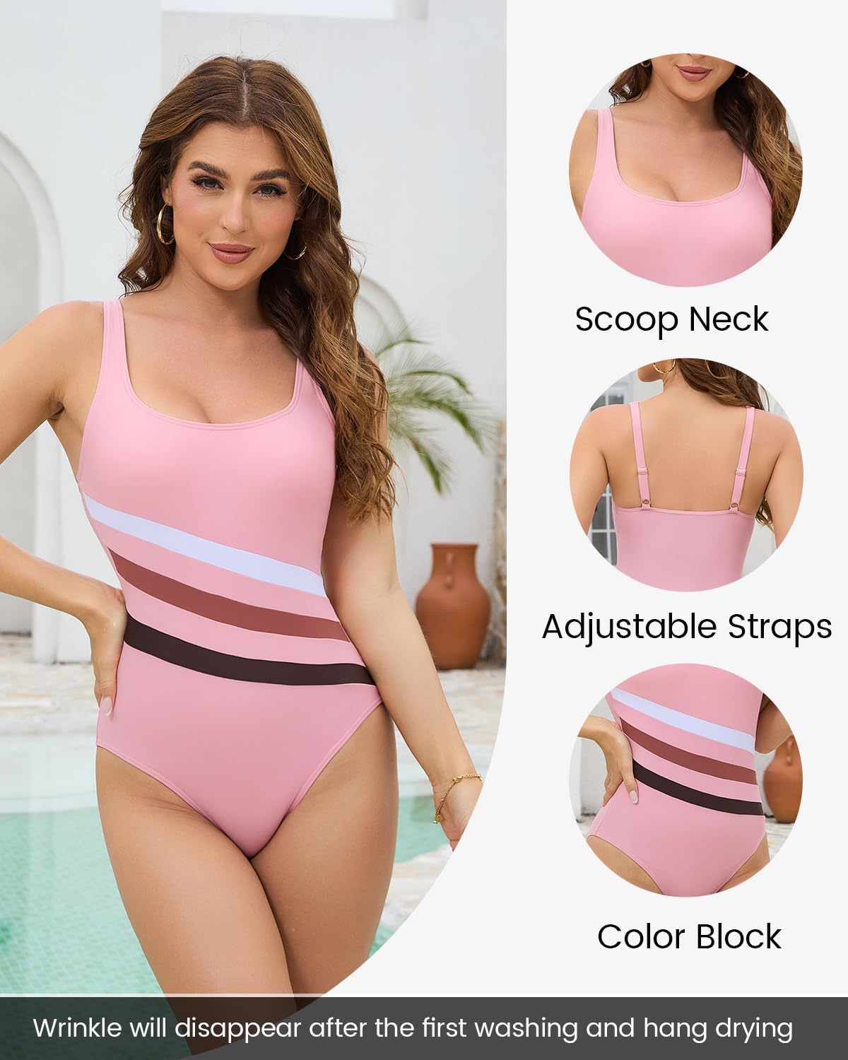 Womens One Piece Swimsuits Athletic Bathing Suit Full Coverage Sport Swimwear Slimming Modest Swim Suits - Image 5