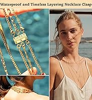 Vista 4 de Dailyacc Collar de la suerte con cierre de capas de oro de 18 quilates y plata, múltiples cierres de collar para separador de aspecto en capas