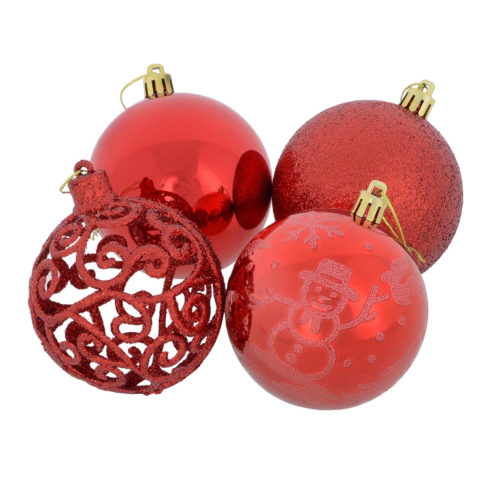 Mr Crimbo 24 Pack of Christmas Tree Baubles Decorations Ornaments 8cm - Red