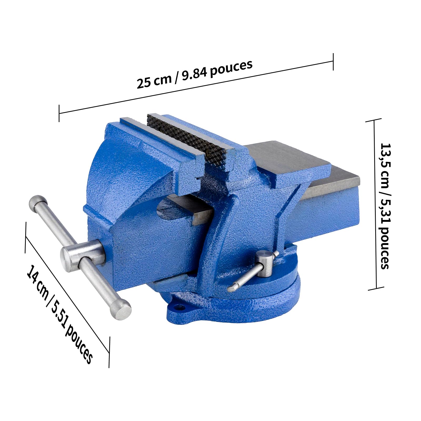 HYCHIKA Étau d'établi 125 mm 5 Inch, Etaux Pivotant à 360°, étaux Robustes pour l'atelier, Etau pour Le Travail du Dois, Le Perçage et Le Travail des Métaux, Vice