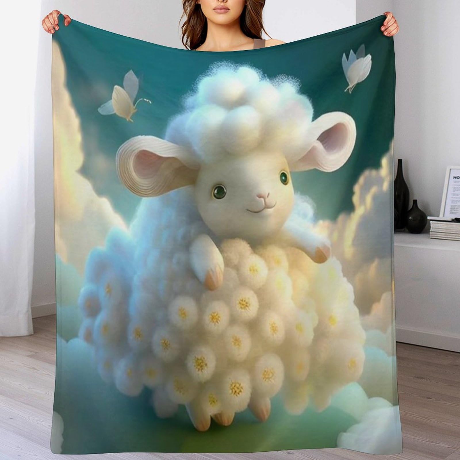 Plaid en flannel imprimé haut de gamme et polaire mouton