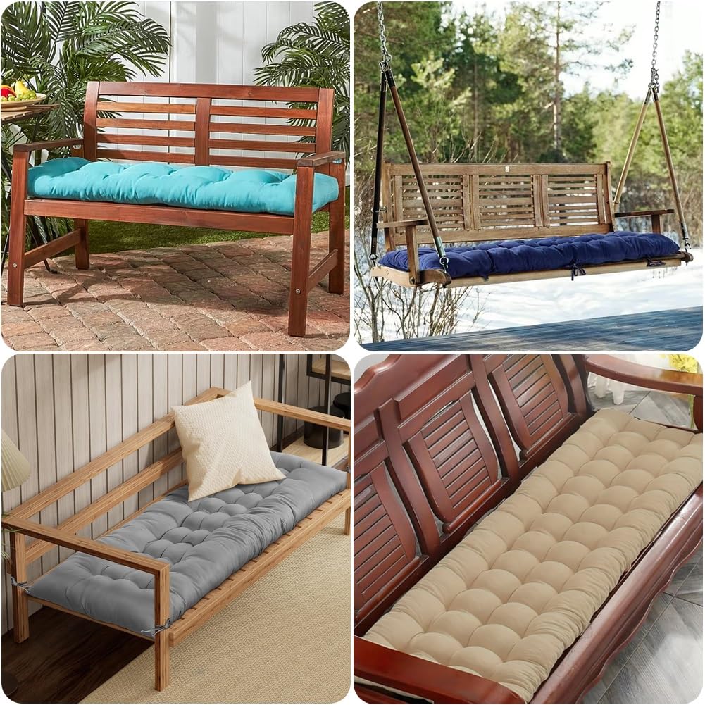 Wasserdichte Outdoor-Bank, 121,9 x 40,6 x 10,2 cm, für Terrasse, Fell, Veranda, Schaukel und Gartensitz, dick, 10 cm, mit Bändern, für drinnen und draußen, Violett