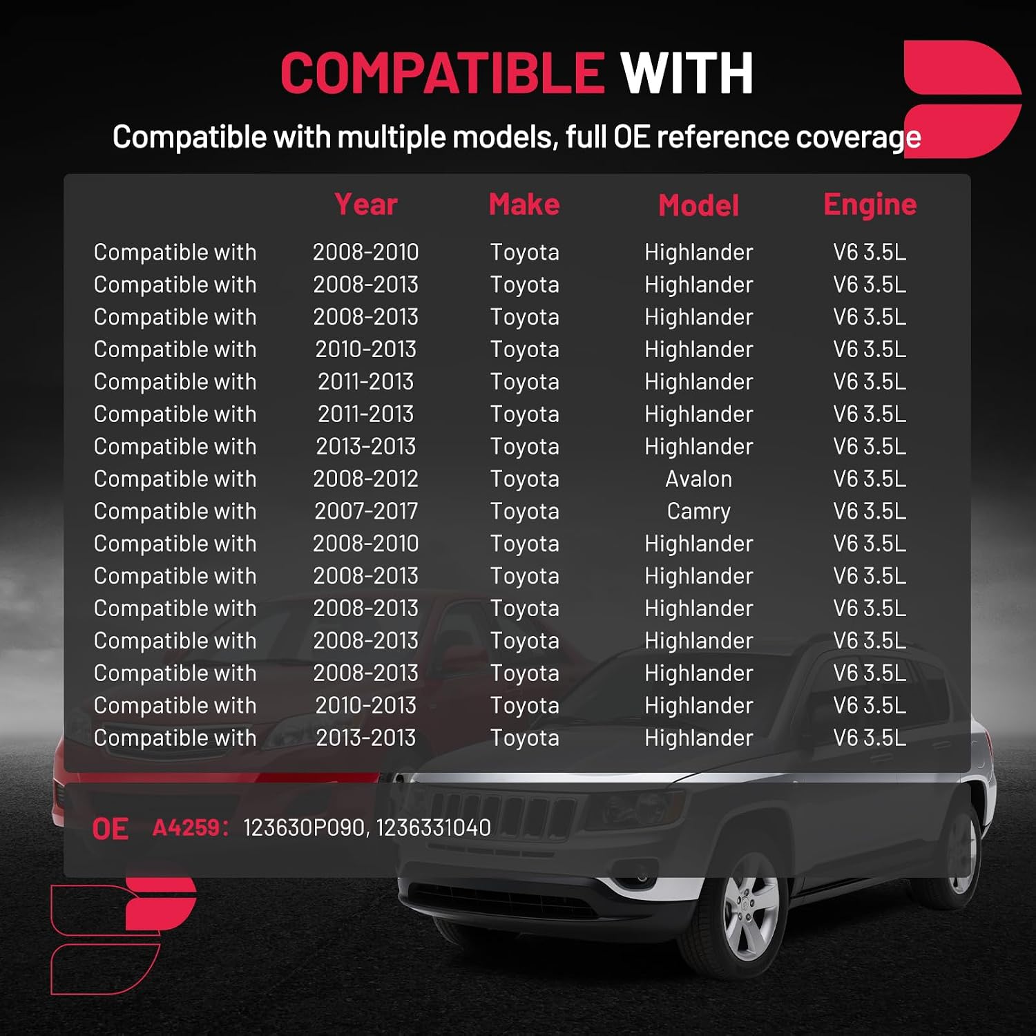 BDFHYK 1PCS Engine Motor and Trans Mounts Compatible with Toyota Highlander 2008-2013 3.5L V6,Compatible with Toyota Camry 2007-2017 3.5L V6 Replace A4259