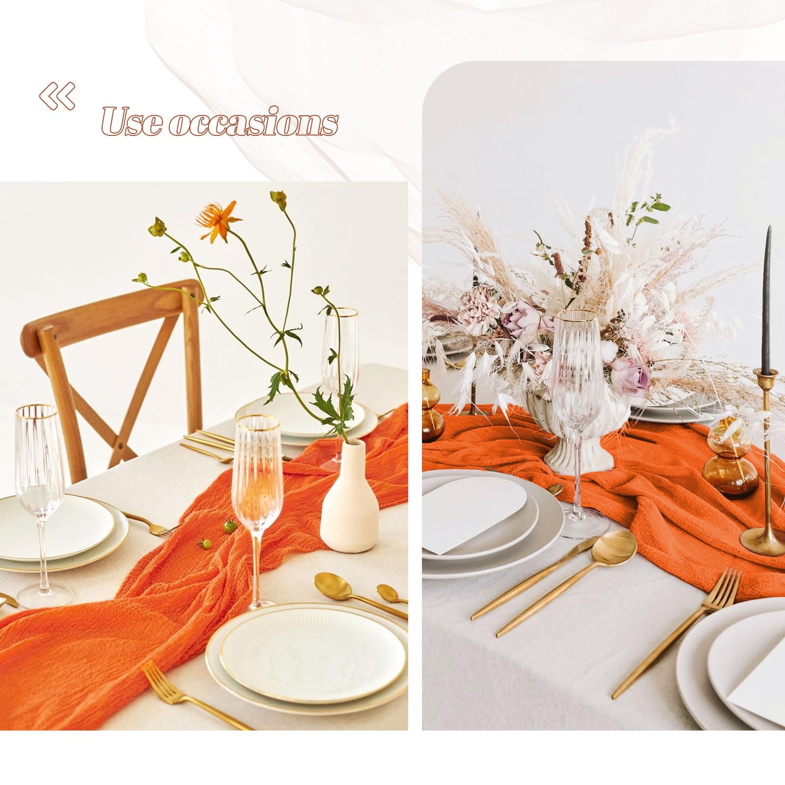 YMHPRIDE Lot De 6 Chemins De Table En étamine En Vert Foncé, 55 X 300cm En