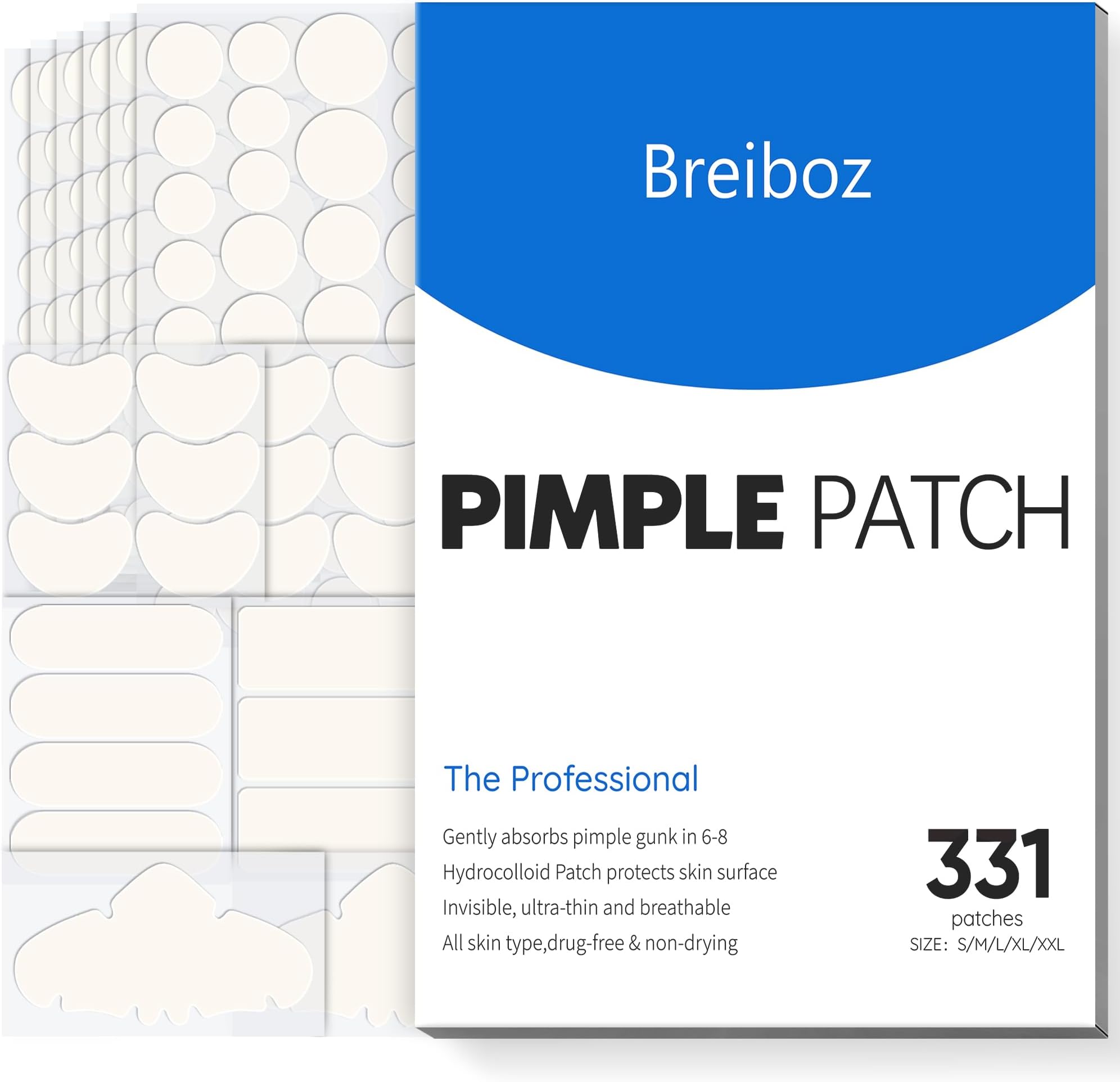 Pimple Patches for Face & Body,331 Patches Variety Pack w/ Large Sizes,Invisible Hydrocolloid Acne Patch with Tea Tree Oil & Salicylic Acid,Overnight Zit Stickers for Blemishes & Spots, All Skin Types