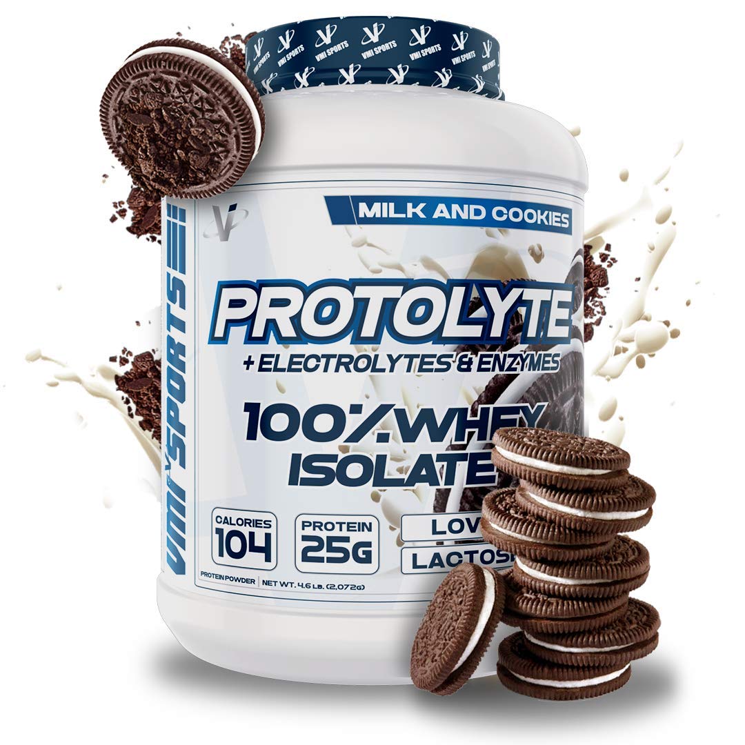 VMI Sports | ProtoLyte Whey Isolate Protein Powder | Low Calorie Whey for Weight Loss and Muscle Gain | Digestive Enzymes | Non-GMO (4.6 lb, Milk and Cookies)