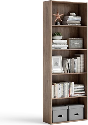 Tangkula Estantería de 5 estantes, 23.5 pulgadas de largo x 9.5 pulgadas de ancho x 67 pulgadas de alto, estantería abierta multifuncional de