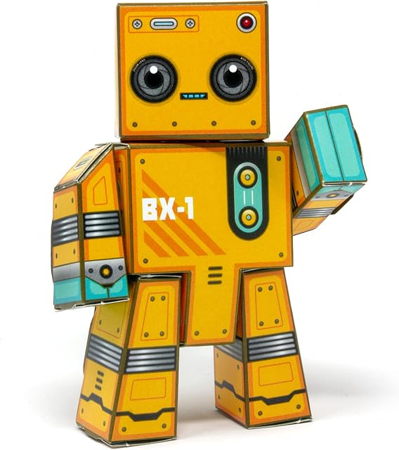 Box Buddies Box Figure 01 BX-1 - Make Your Own Poseable Robot Paper Toy - Paper Craft for Kids, Stocking Fillers, Pocket Money Toys