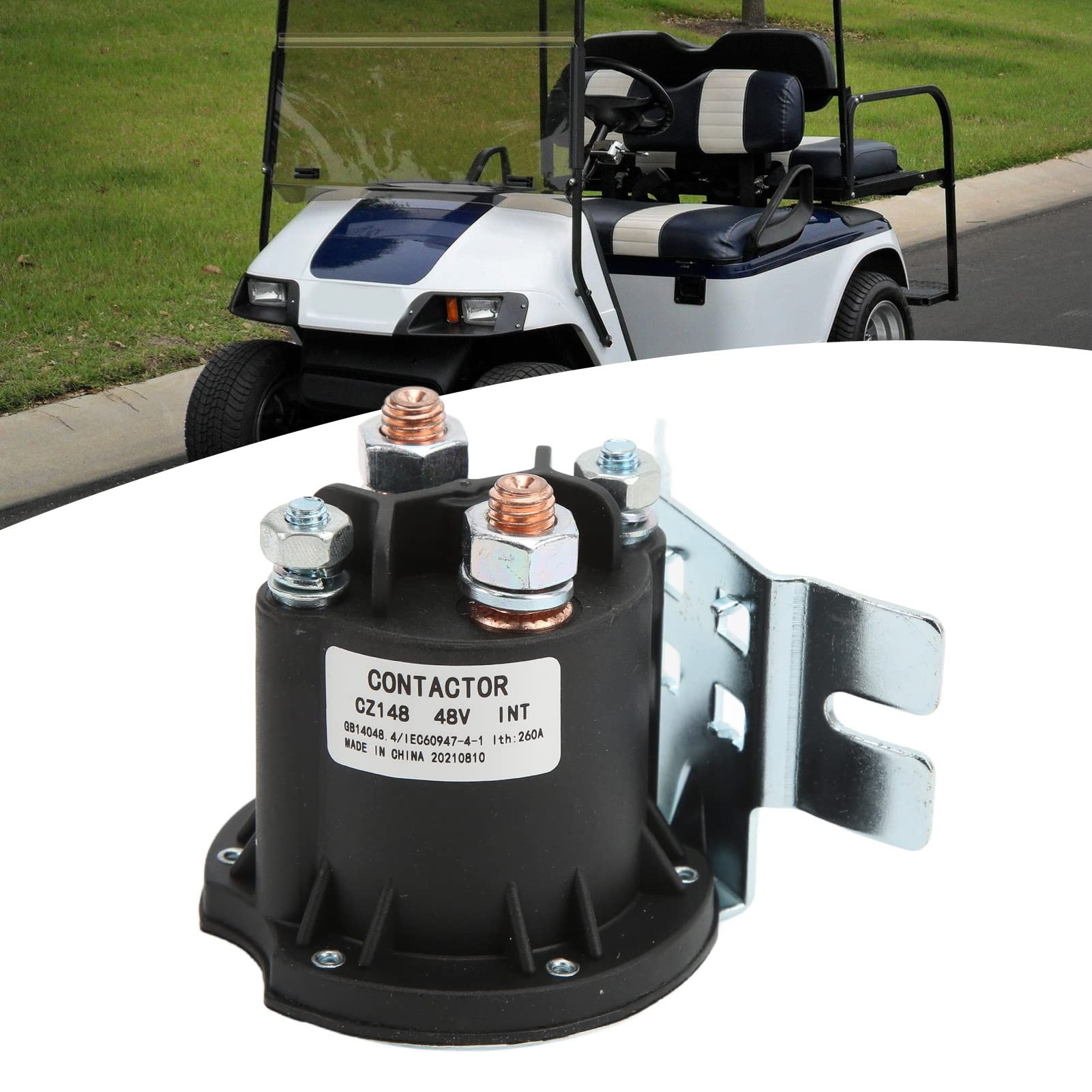 Tbest Club Car Solénoïde 48 V, Club Car Solénoïde 612711 Remplacement en Alliage Métallique pour TXT 2010 Up Tous les Véhicules 48 V MPT 800/1000