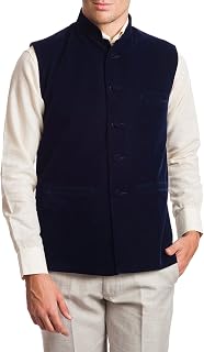 Men's Velvet Bandhgala Festive Red Nehru Jacket Waistcoat