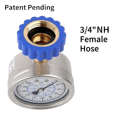 Miniatura 30 de Measureman - Manómetro de presión de agua de 0-200 psi, esfera de 2.5", medidor de presión para boquilla de manguera, probador de presión de agua