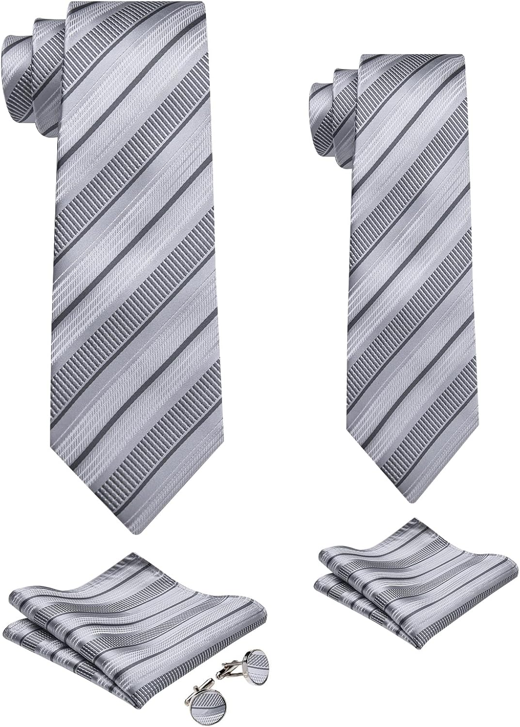 DiBanGu Silk Father and Son Tie 2PCS Set for Mens and Boys Necktie & Pocket Square Cufflinks Adult and Kids Necktie