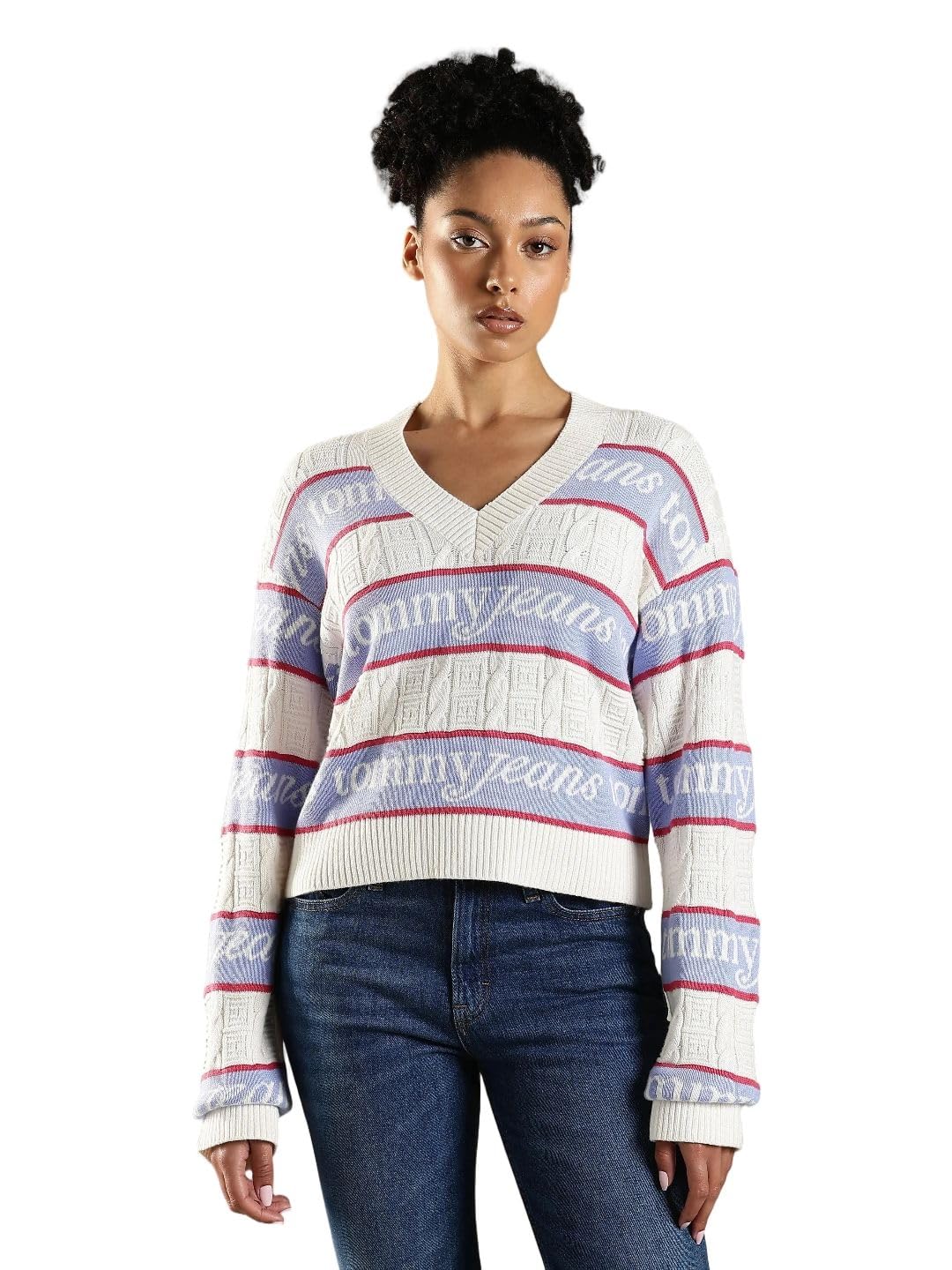 Relaxed fit Cotton v-Neck Pullover-image-45