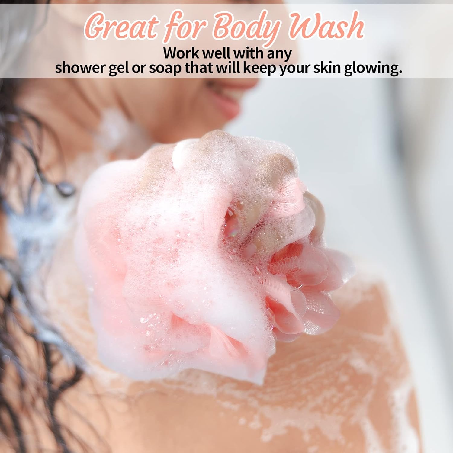 100 Pieces Bath Loofah Bulk Packs 30gram Shower Loofah Sponge Body Scrubber Shower Pouf Assorted Colors Sponge Ball Soft Mesh Puffs Exfoliating Body Bath Scrunchies for Men and Women