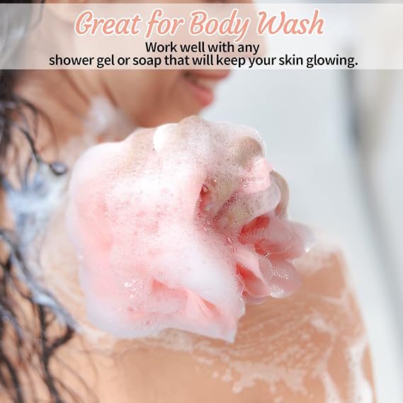 100 Pieces Bath Loofah Bulk Packs 30gram Shower Loofah Sponge Body Scrubber Shower Pouf Assorted Colors Sponge Ball Soft Mesh Puffs Exfoliating Body Bath Scrunchies for Men and Women