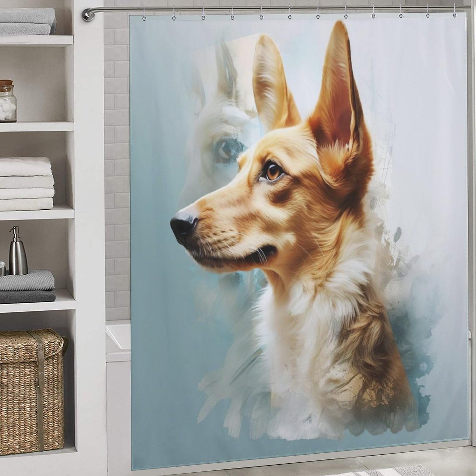 Chien rideau de douche imperméable et lavable en polyester robuste