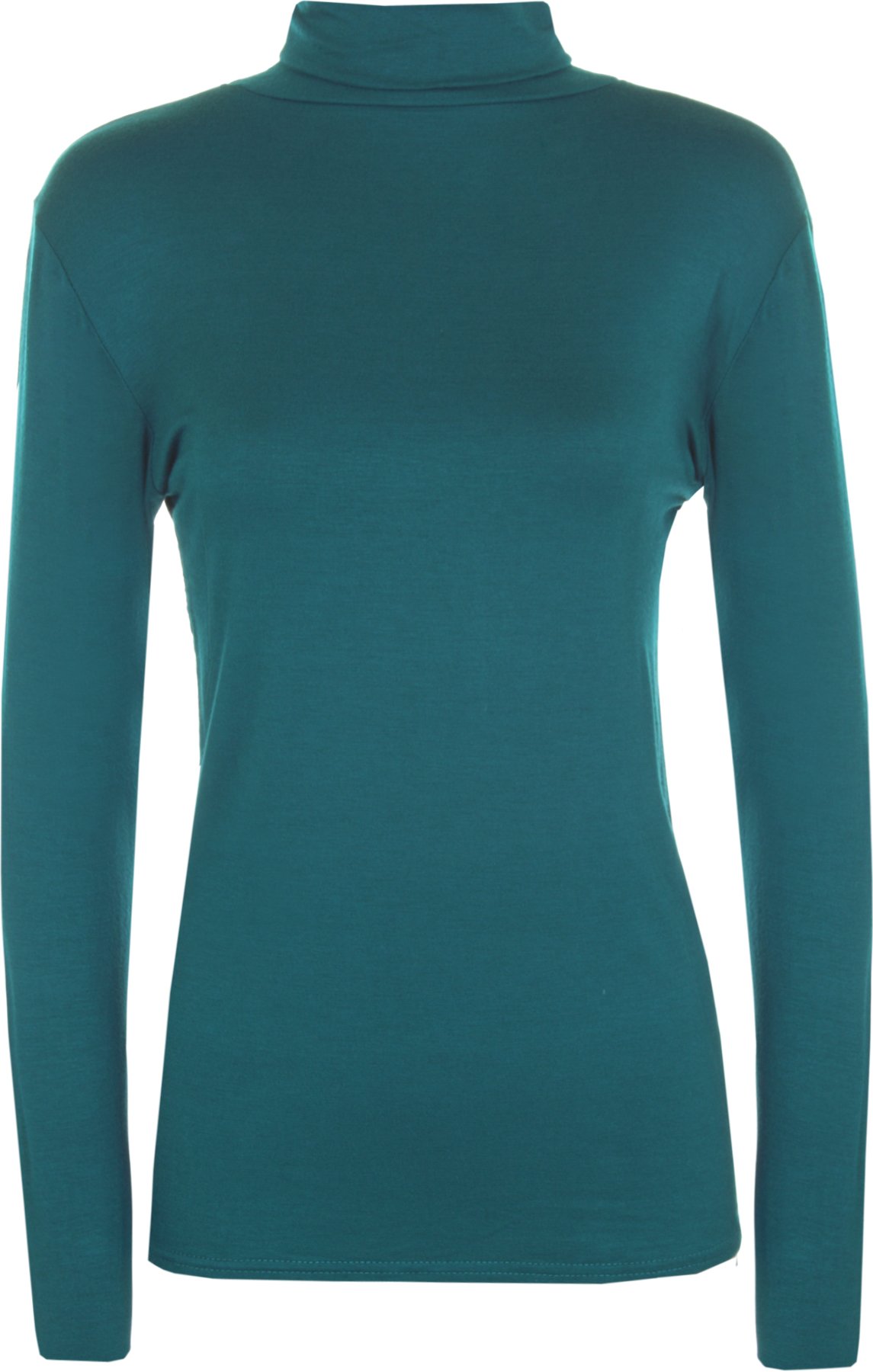 Wearall Women's Teal New Polo Neck Stretch Long Sleeve Plain Top Jumper 20-22