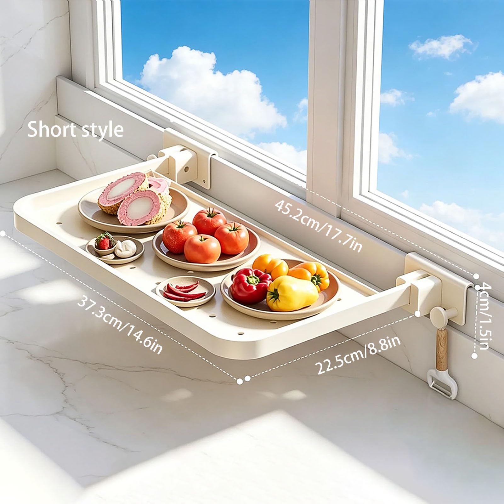 Prolunga Per Davanzale Della Finestra Della Cucina Con Guardrail | Senza Trapano Estensione Per Davanzale Per Verdure, Organizer Estensore Per Davanzale(Gray,Short style)