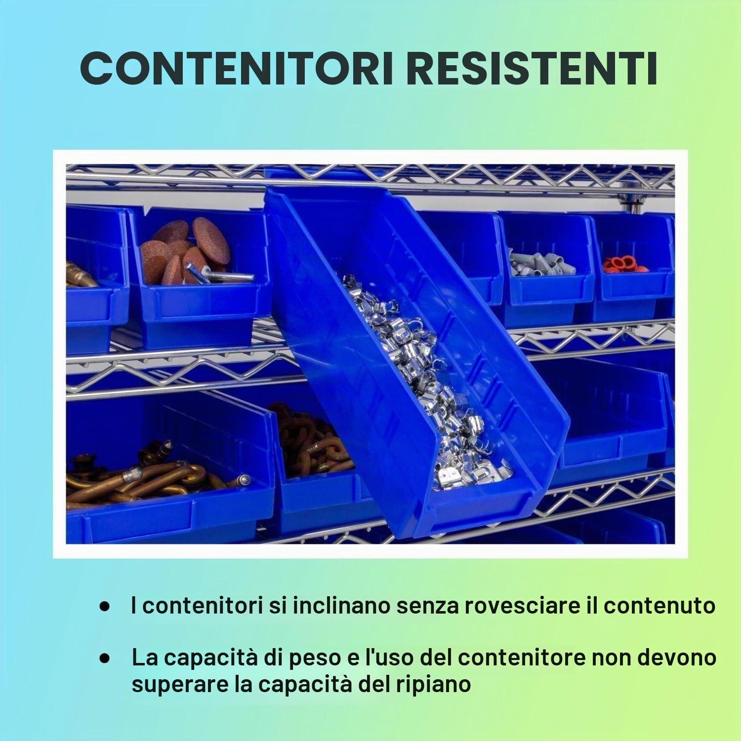 Akro-Mils 30120 Bidoni da scaffale in plastica, resistenti per garage, armadio e organizzazione dei cassetti, 30,48 cm x 10,16 cm x 10,16 cm, blu, confezione da 24