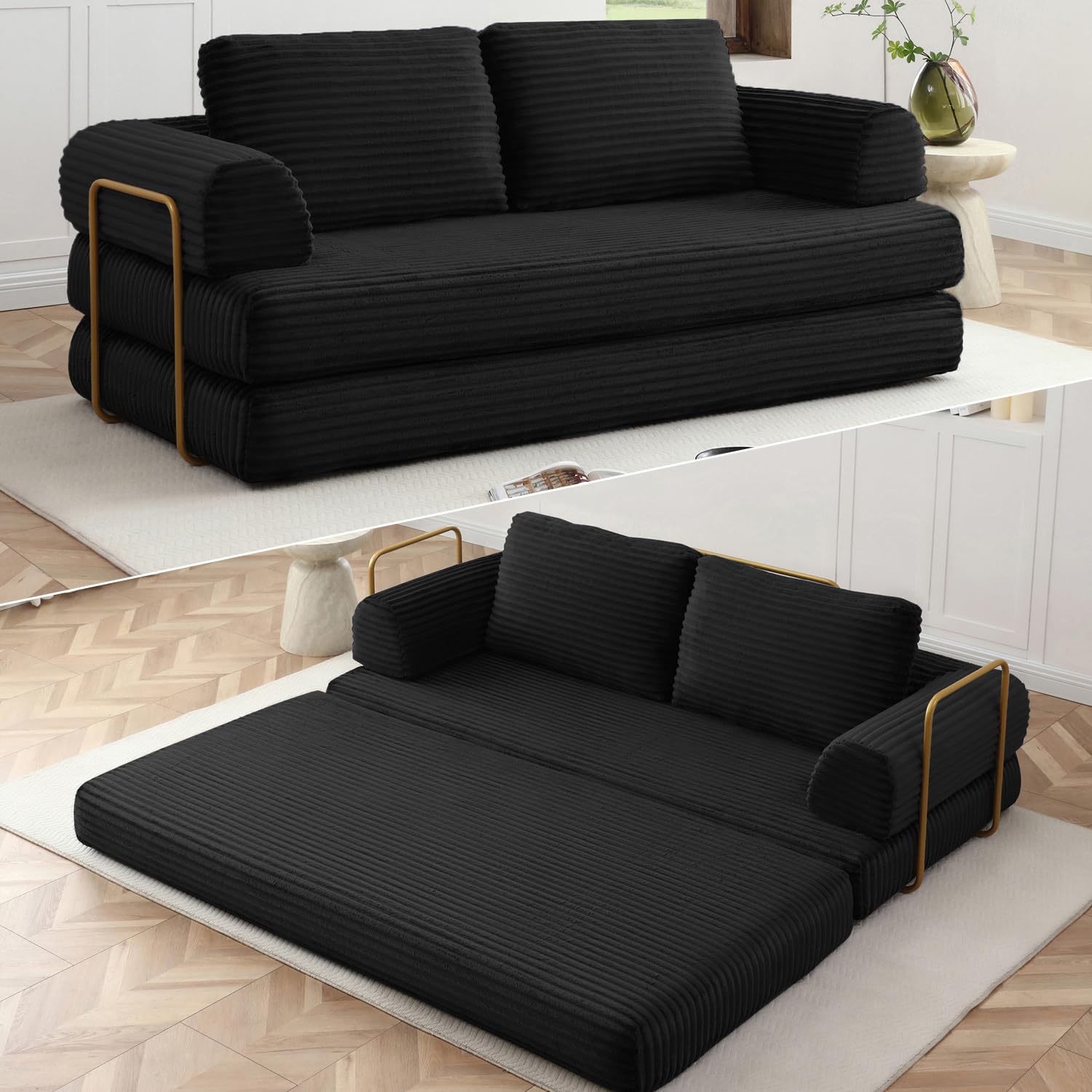 HANXIN 80 Inch Convertible Sleeper Sofa Bed