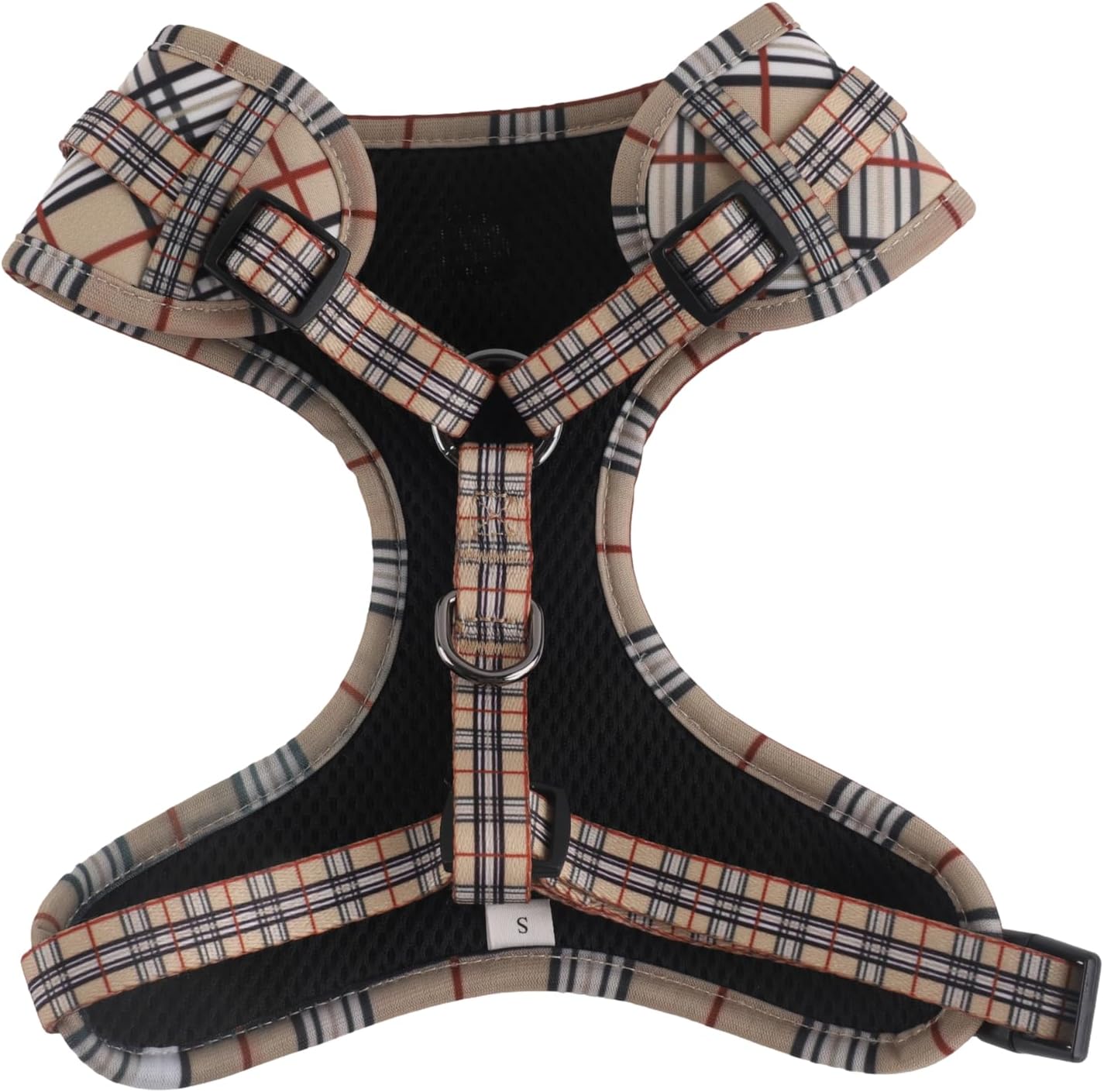 Adjustable Dog Harness, Leash, Poop Bag Holder/Dispenser and Bandana Set, No Pull, Soft Mesh Padded, for Small/Medium Dogs Outdoor Walking/Running (XSmall, Furberryplaid)