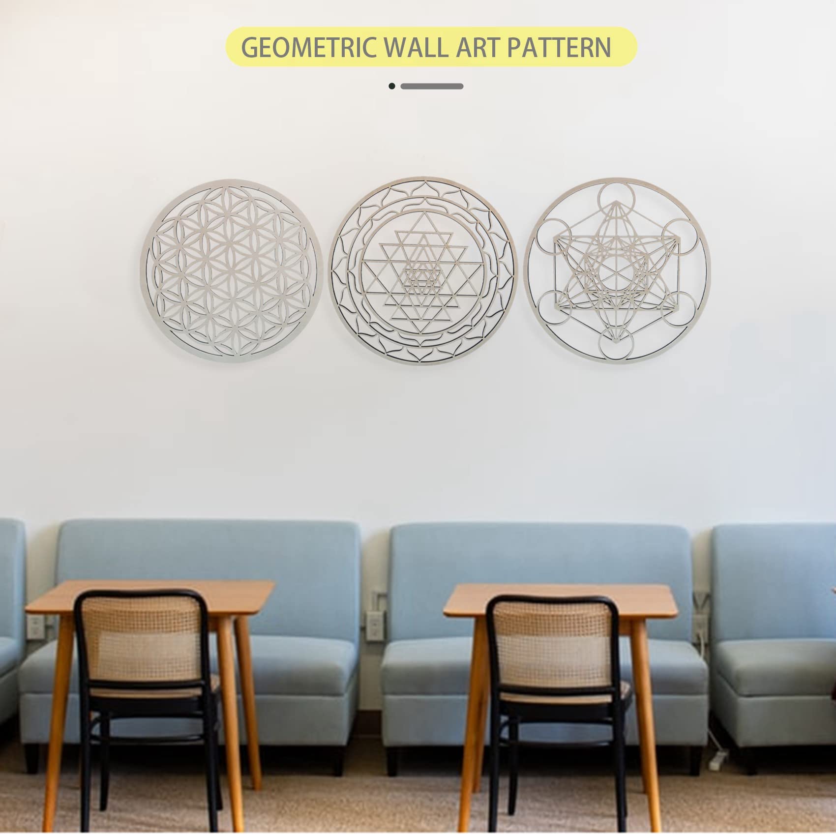 Tiamu 3 Pezzi Set di Arte Parete Geometria Sacra, Scultura, Decorazioni da Parete per la Decorazione Domestica