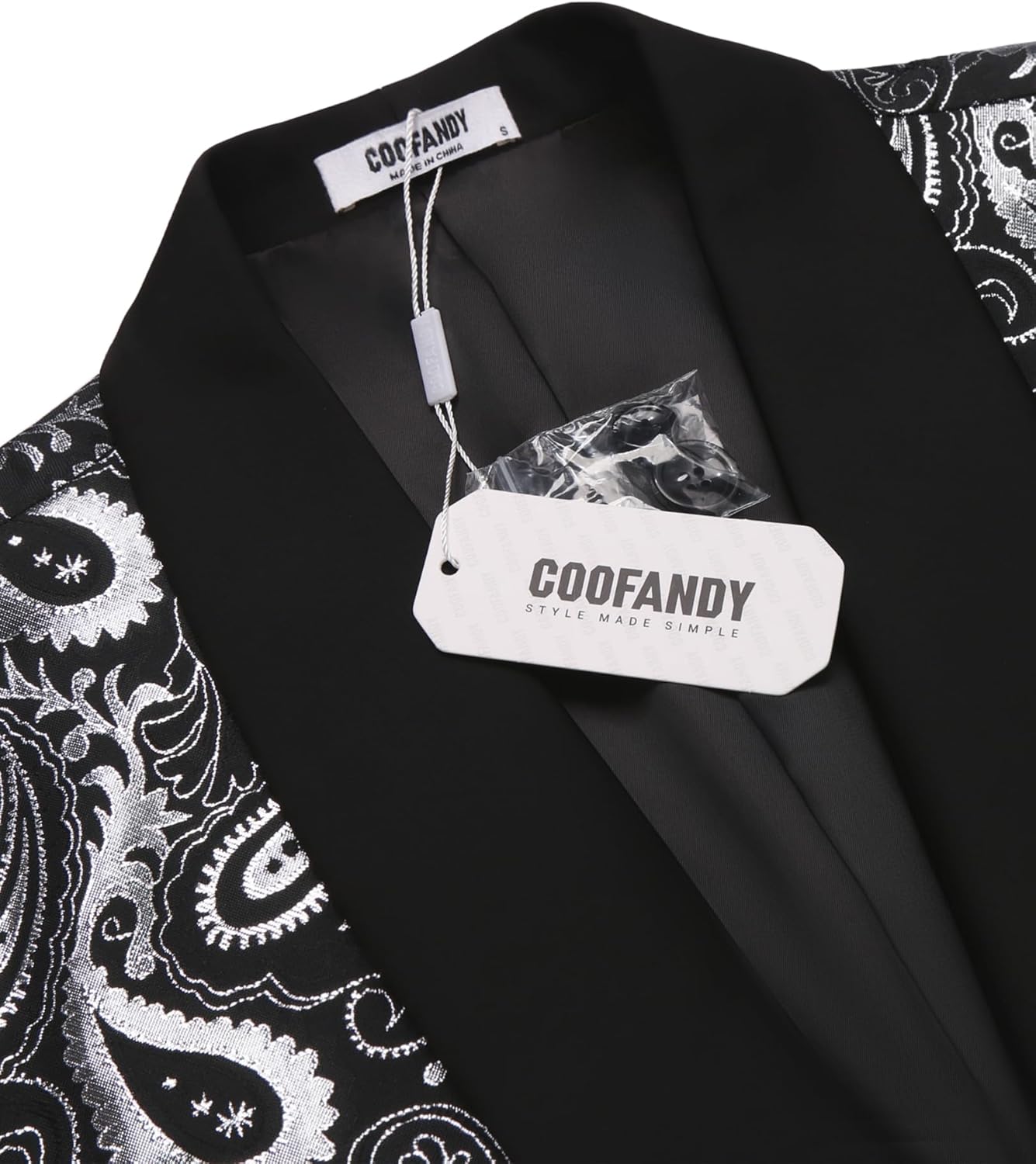 COOFANDY Mens Floral Tuxedo Jacket Paisley Shawl Lapel Suit Blazer Jacket for Dinner,Prom,Wedding - Image 4