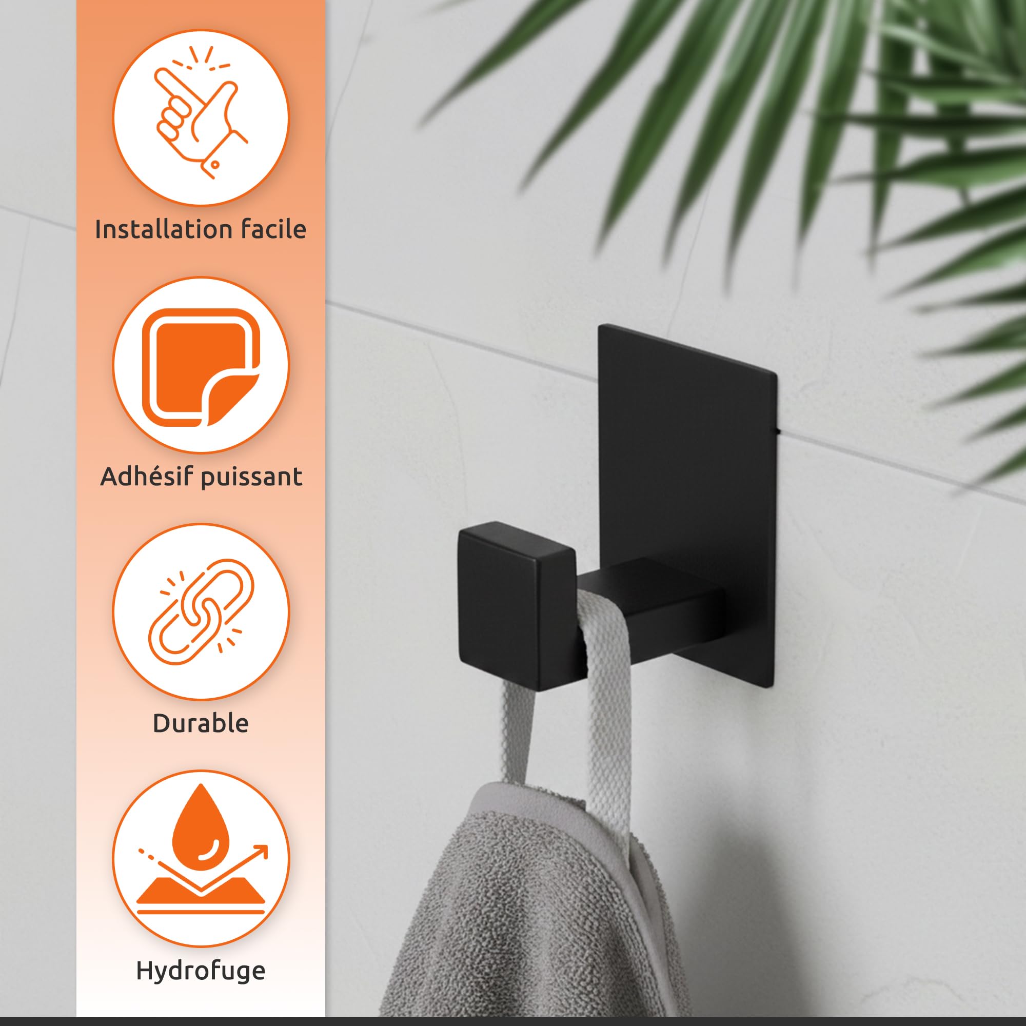ECENCE 1x Porte Papier Toilette et 2X Crochets, adhésif - Support Papier Toilette - Accessoires de Salle de Bain - en Acier Inoxydable 304 Noir