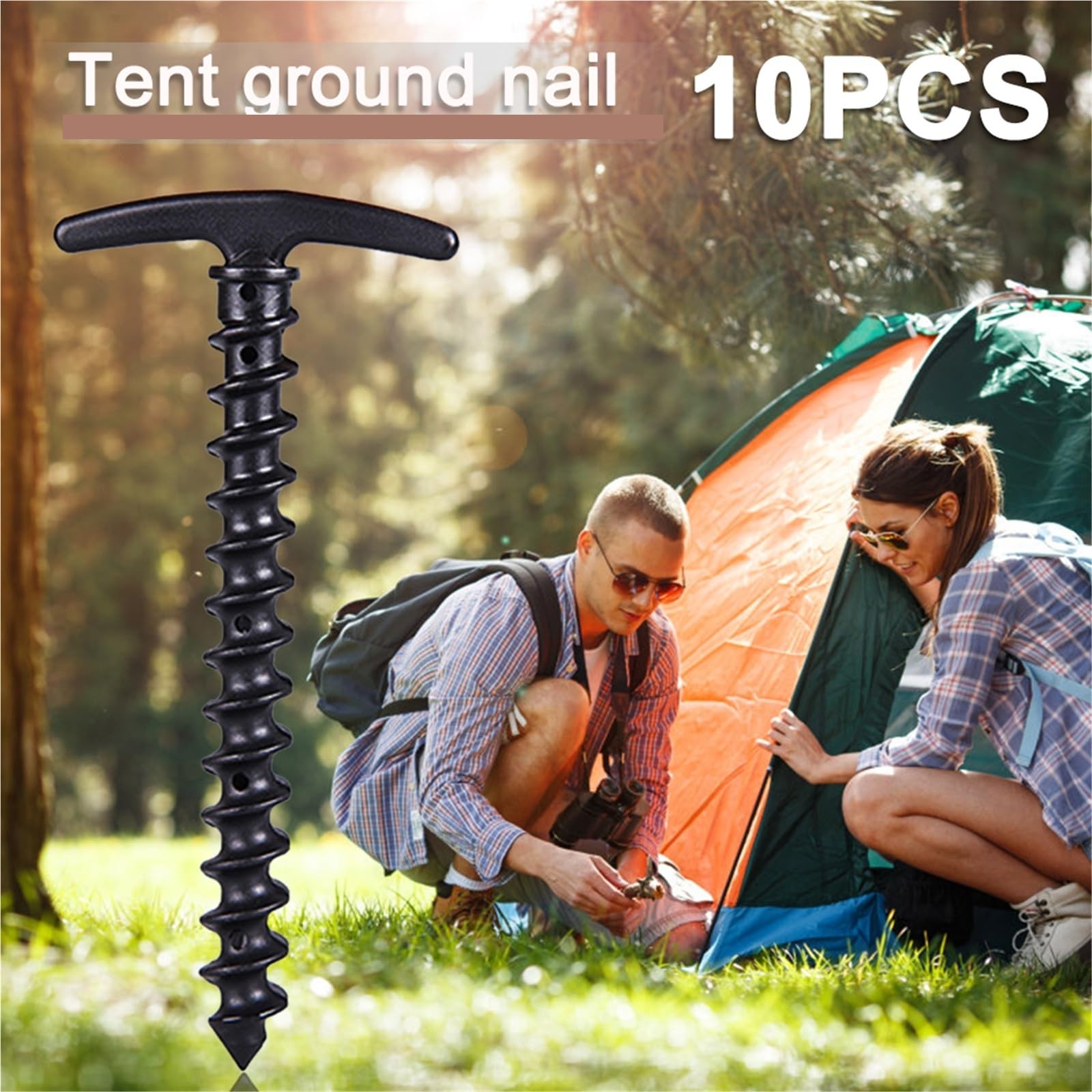 Piquetas Camping 5/20pc Outdoor Camping Tent Pegs Screw Anchor Stakes Ground Nail Anchors Windproof Accessories(Black 20pcs)
