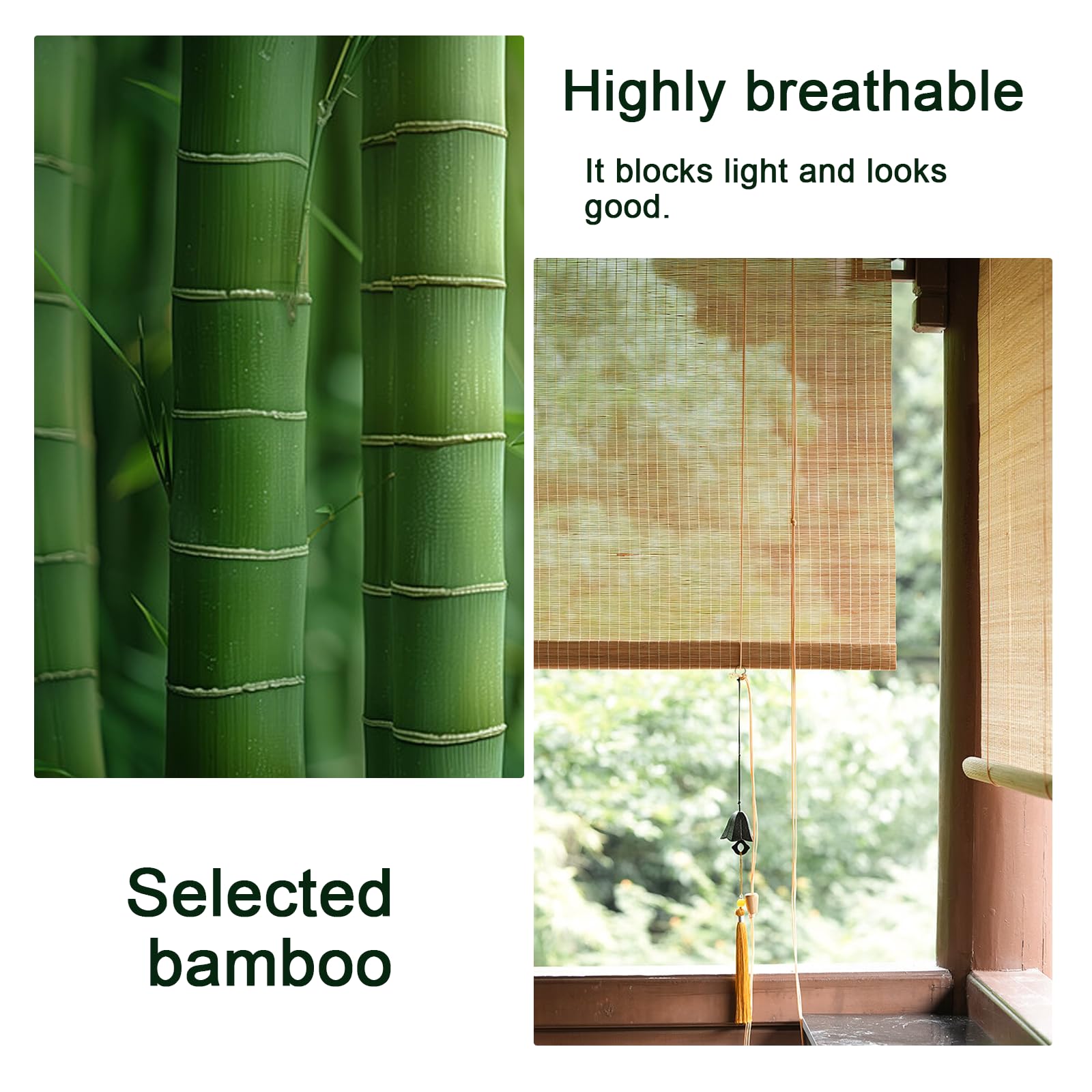Store Bambou Extérieur,100x250cm Largeur Store Bateau en Bambou avec Lift,Parasols Stores Enrouleurs,60% Intimité Filtre Lumière,Protection Solaire,Couleur Bois Naturel